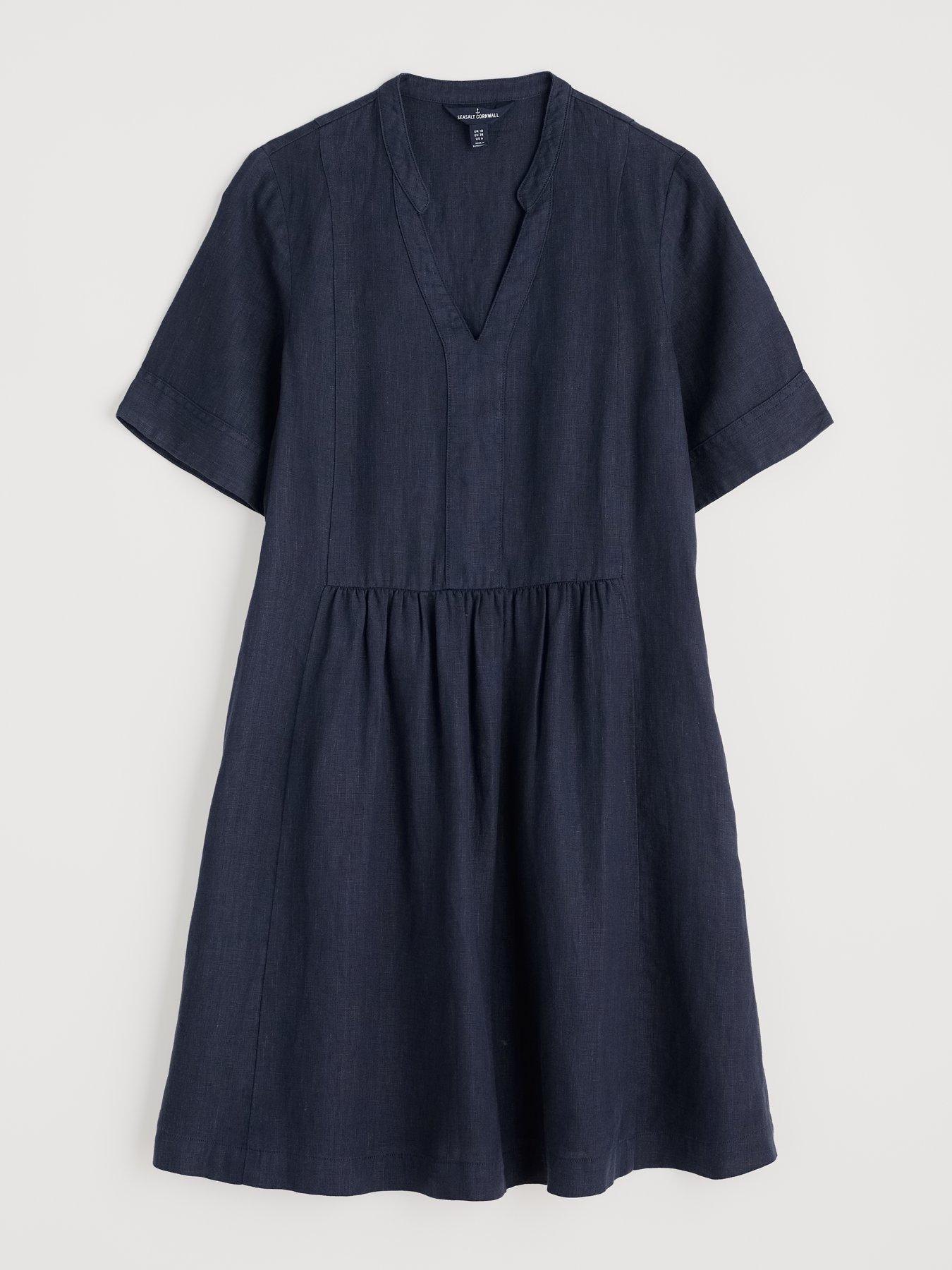 Image 5 of 5 of Seasalt Cornwall Draw Kiln Linen Dress - Navy