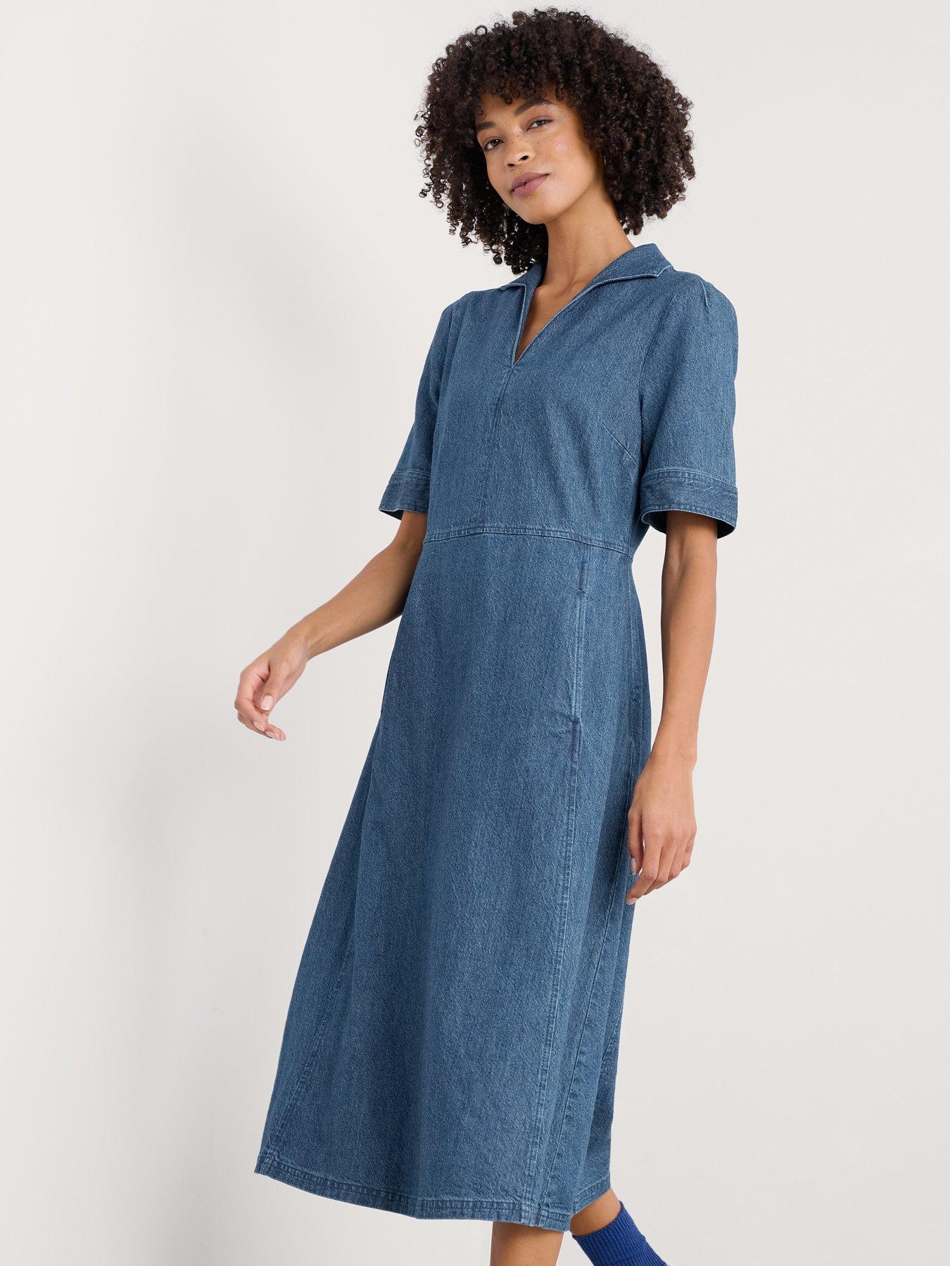 undefined Fen Violet Denim Dress - Blue