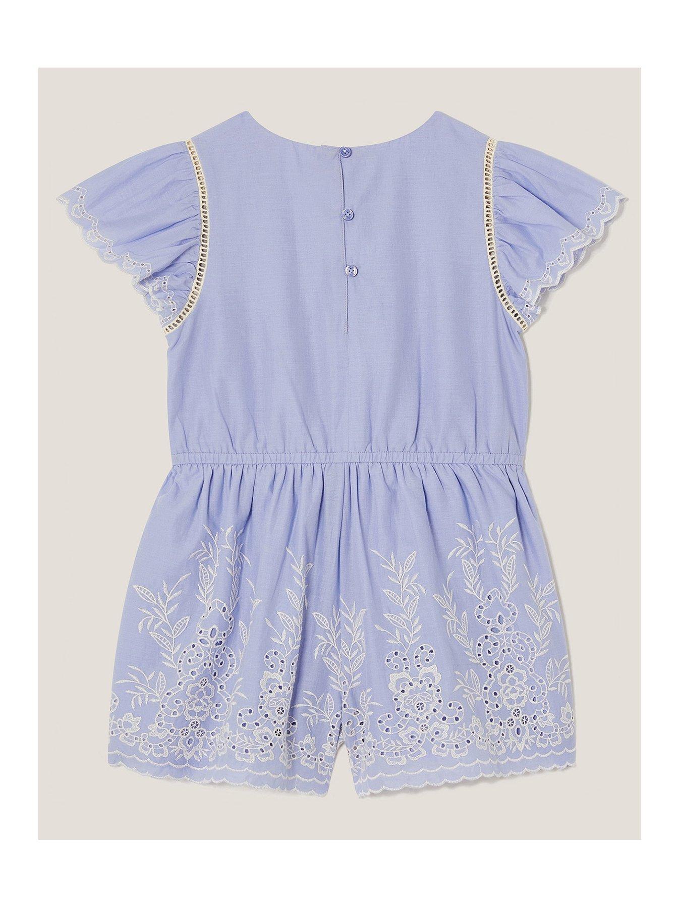  image of monsoon-girls-floral-broderie-short-sleeve-playsuit-blue