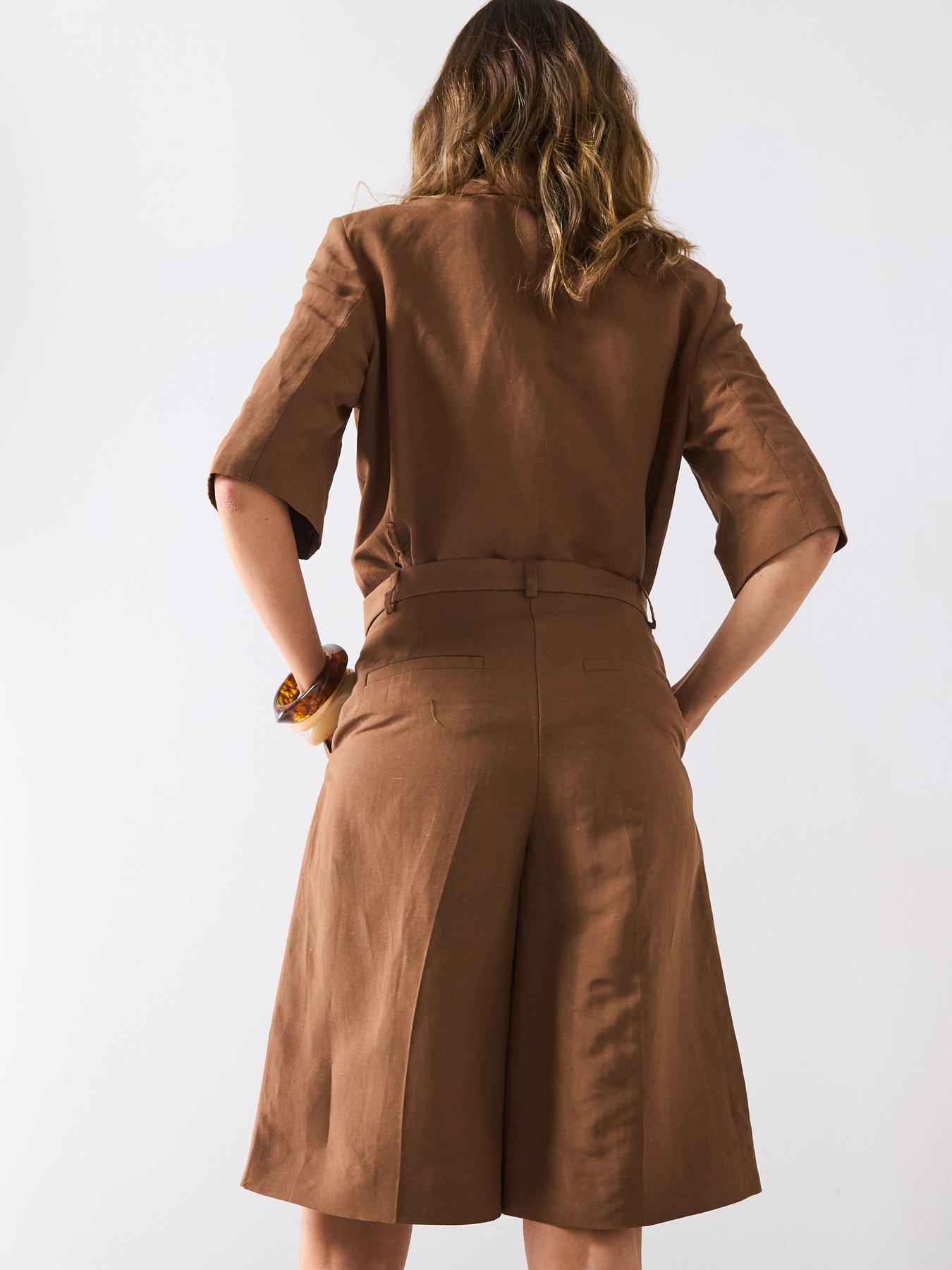 stillFront image of mango-linen-blend-suit-bermuda-shorts-brown