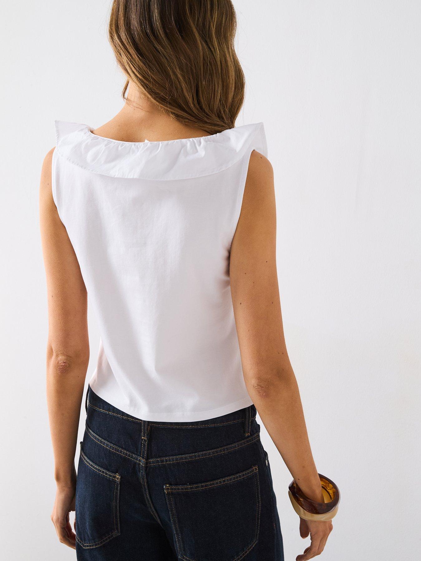 stillFront image of mango-cotton-top-with-ruffles-white