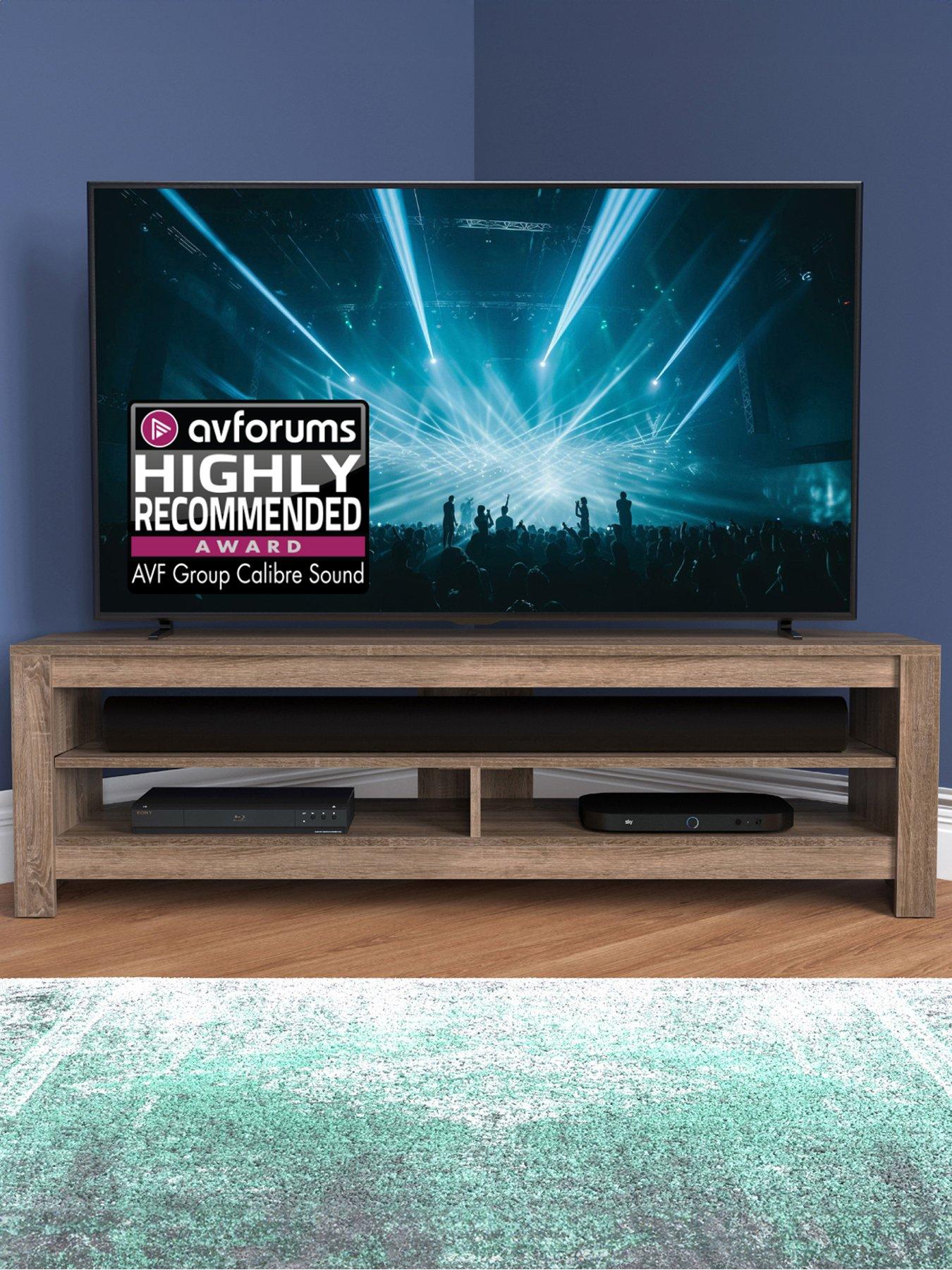 AVF Calibre Sound 1.4m TV Stand with Sliding Shelf - fits up to 65 inch TV  - Rustic Sawn Oak