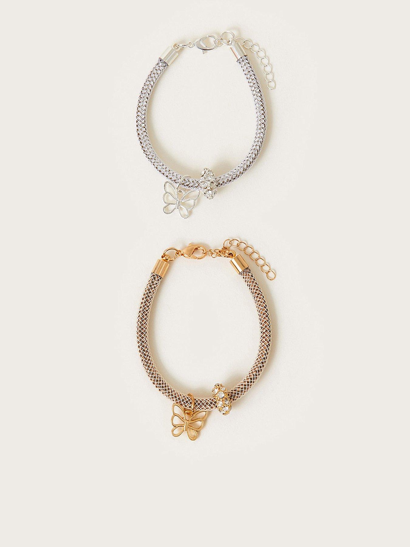 undefined Girls 2-pack Diamante Butterfly Tube Bracelets - Gold