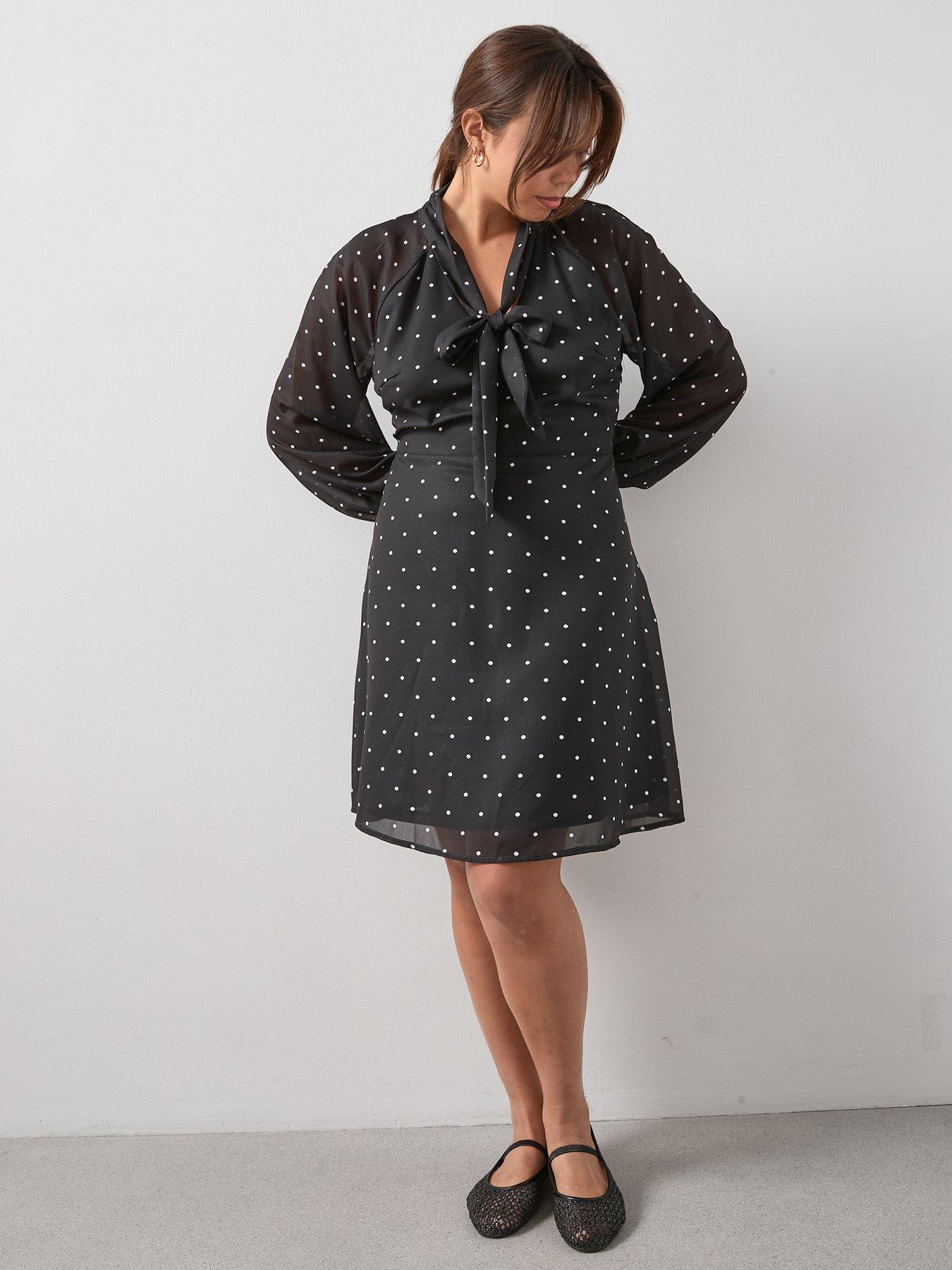 undefined Tie Neck Mini Dress - Print