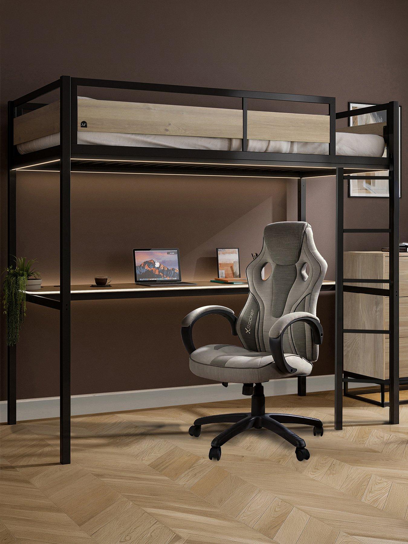 XR Living Denver High Sleeper With Wireless Charging and App Controlled LED Lights - Single - Oak/Black