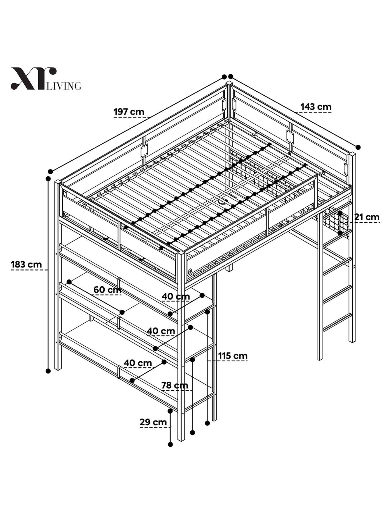 Image 7 of 7 of XR Living Denver&nbsp;High Sleeper Bed with Wireless Charging and LED lights&nbsp;- Oak/Black