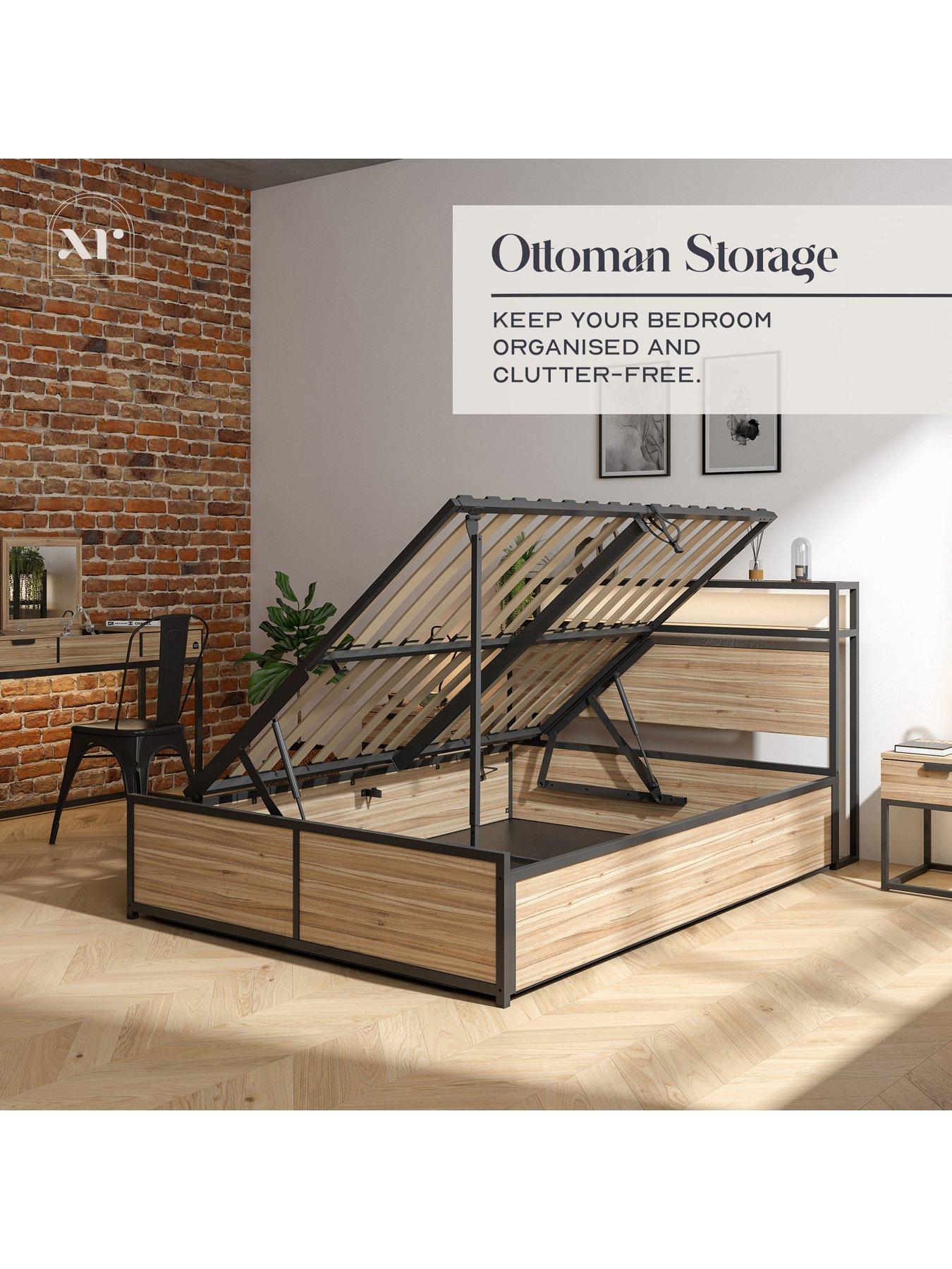 Image 5 of 7 of XR Living Denver Ottoman Bed With Wireless Charging and App Controlled LED - Oak/Black