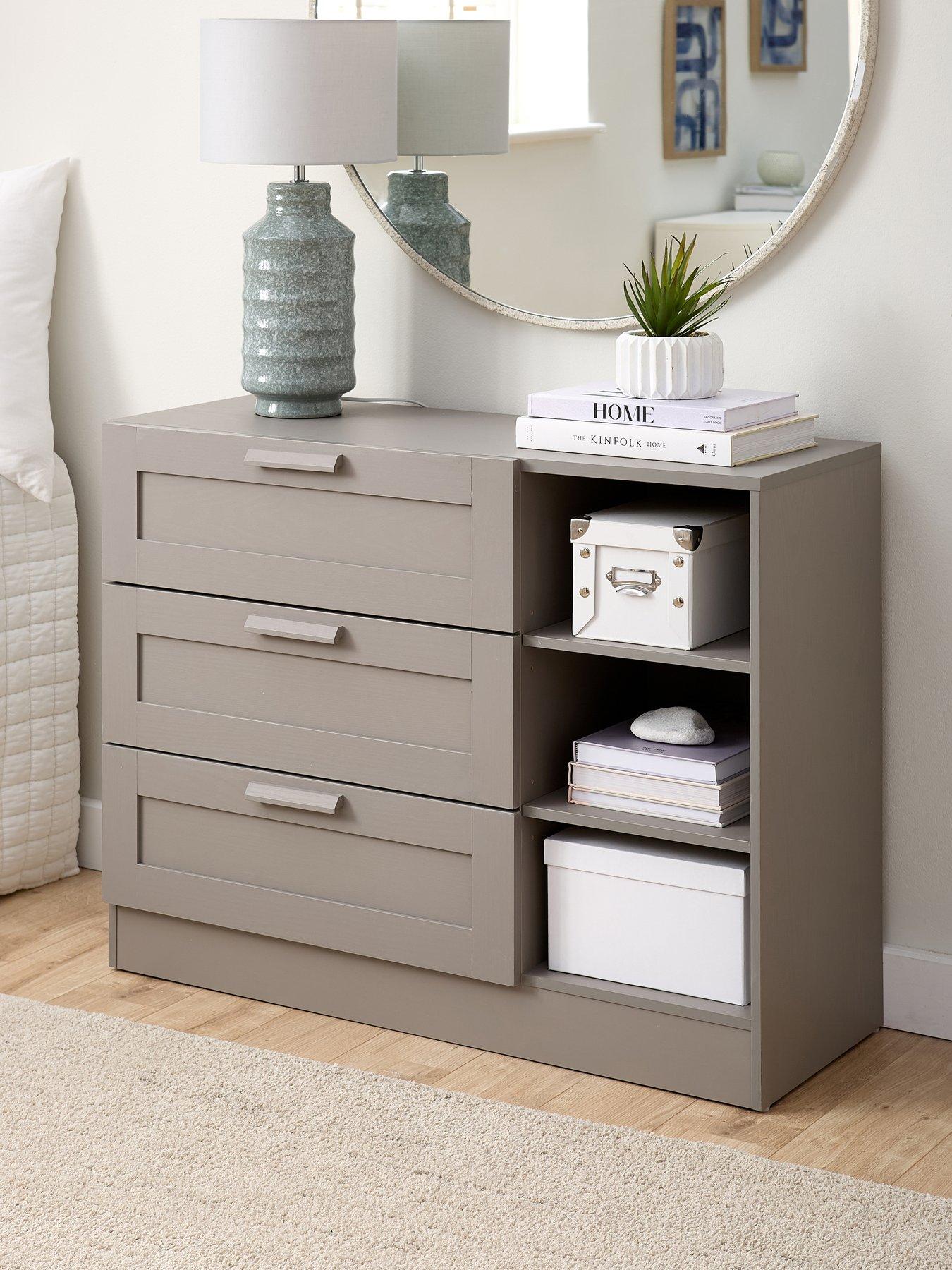 Image 1 of 7 of Everyday Taryn Kids 3 Drawer, 3 Shelf Chest - Grey