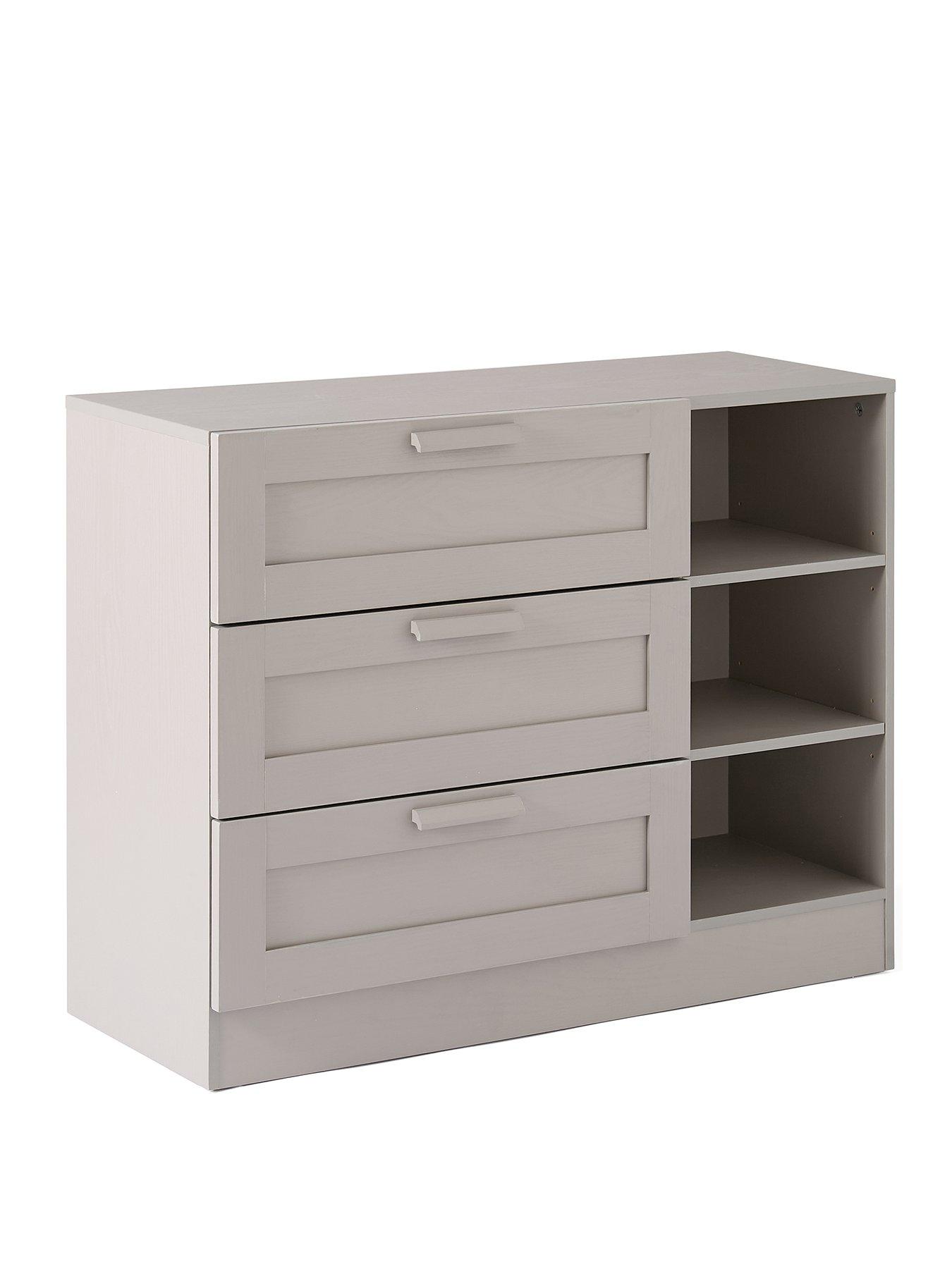 Image 3 of 7 of Everyday Taryn Kids 3 Drawer, 3 Shelf Chest - Grey
