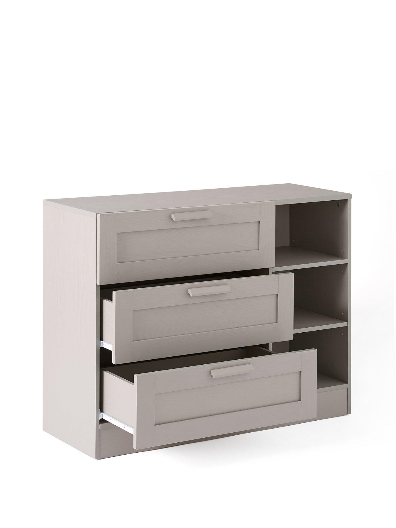Image 4 of 7 of Everyday Taryn Kids 3 Drawer, 3 Shelf Chest - Grey