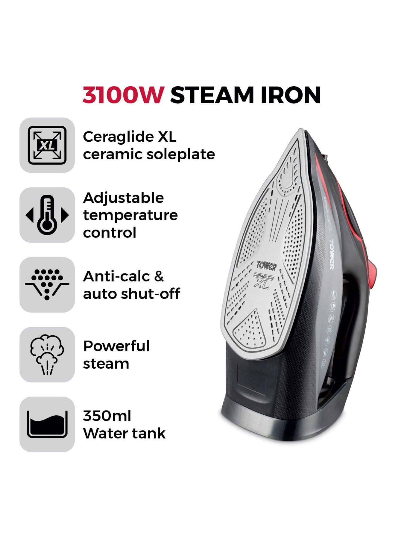 Image 2 of 7 of Tower T22032RED Steam Iron with Ceraglide XL Ceramic Soleplate - Red &amp; Black