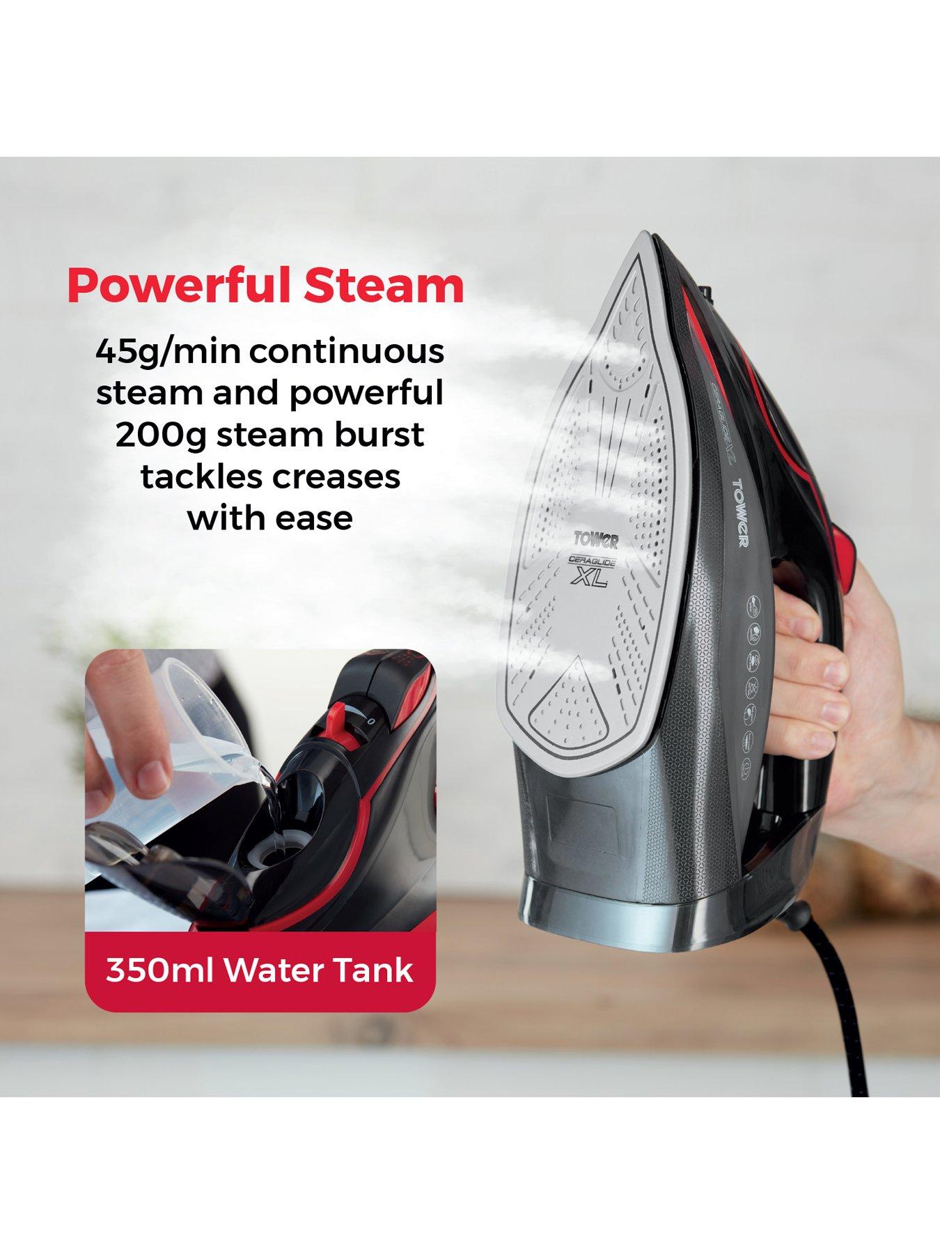 Image 5 of 7 of Tower T22032RED Steam Iron with Ceraglide XL Ceramic Soleplate - Red &amp; Black