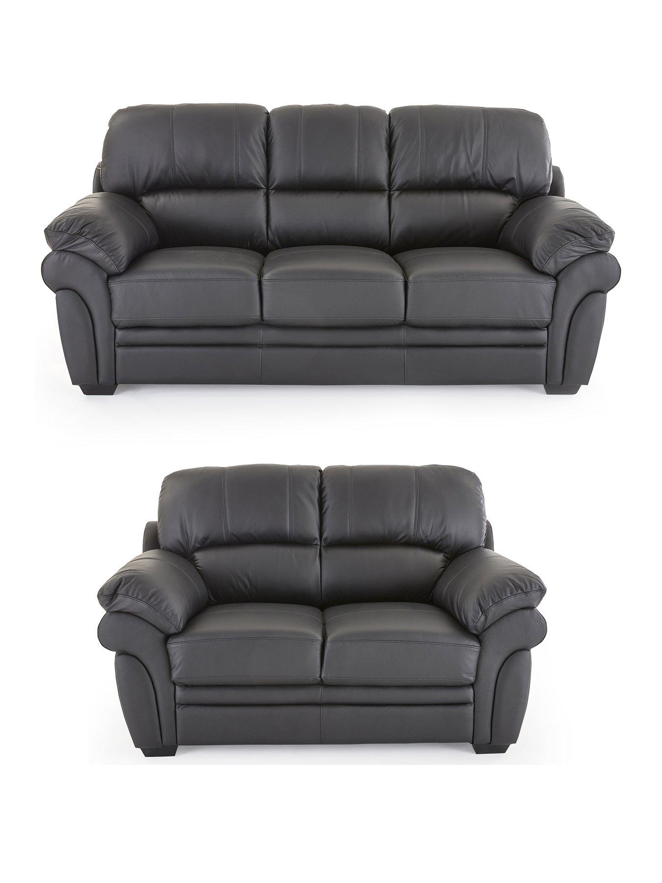 Image 2 of 7 of The Very Collection Wilmslow 3 + 2 Seater Leather Sofa Set (Buy &amp; SAVE!)