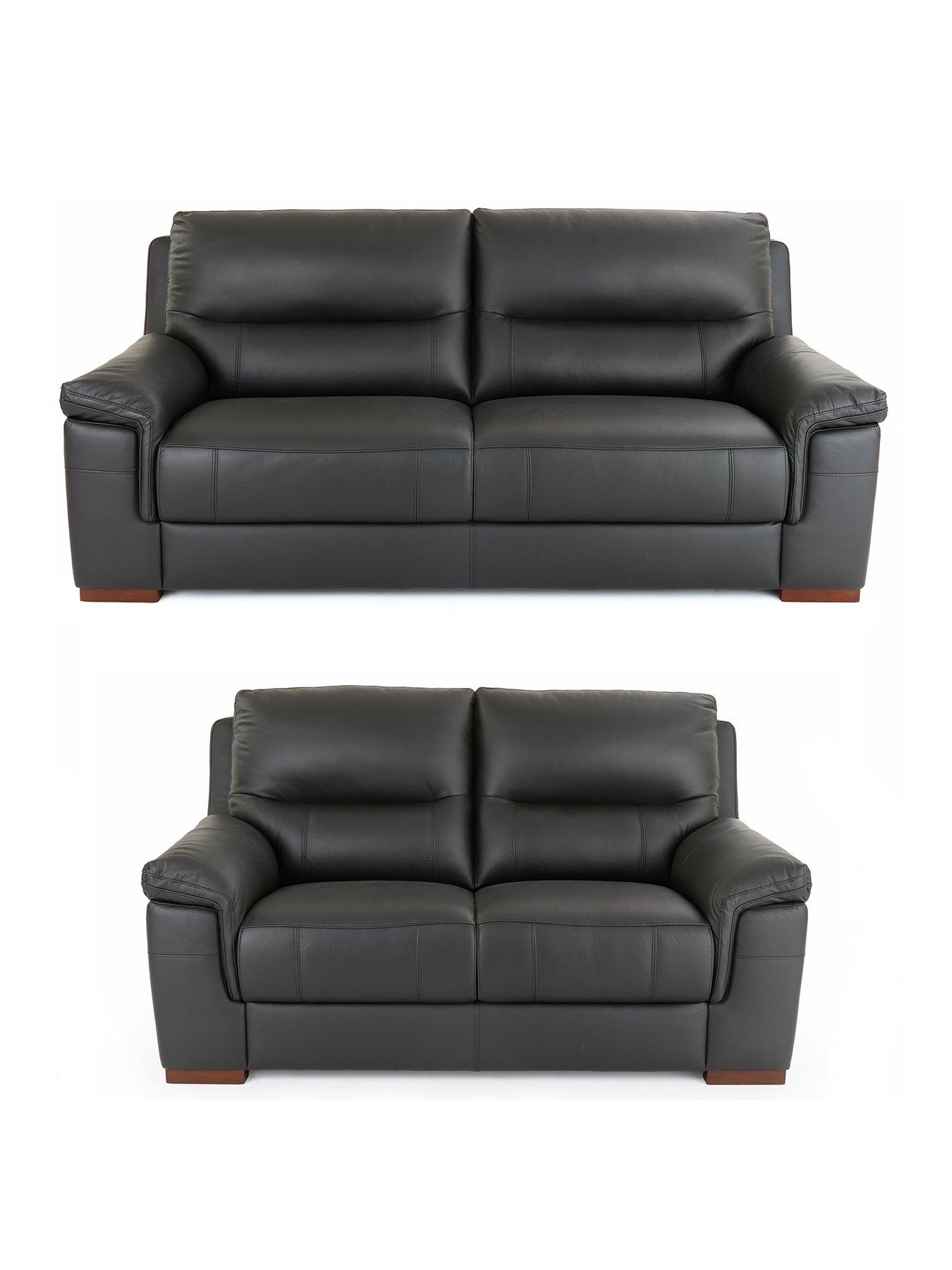Image 2 of 7 of The Very Collection Prenton 3 + 2 Seater Leather Sofas