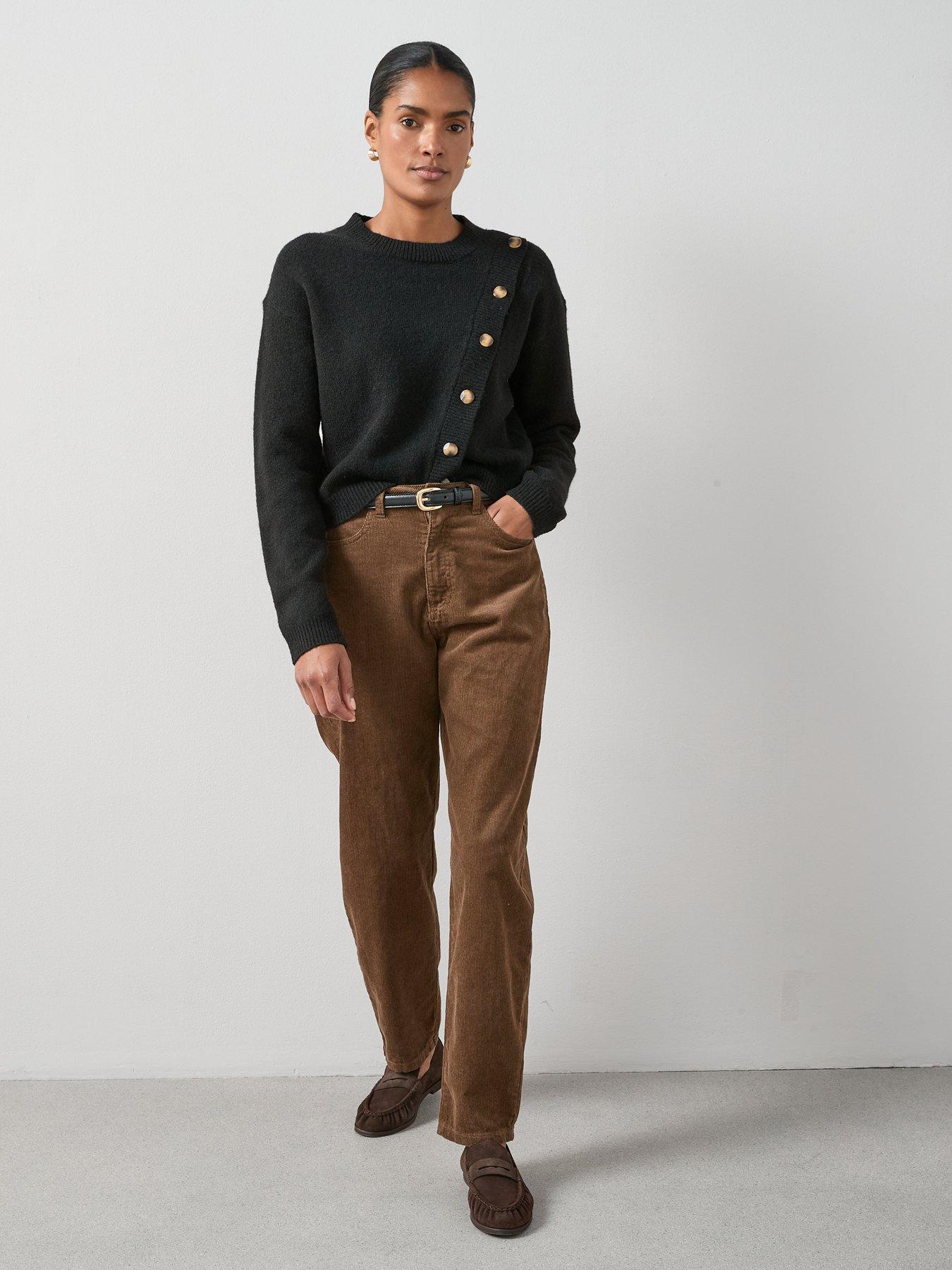 Image 3 of 6 of V by Very Crew Neck Button Detail Knitted Jumper - Black