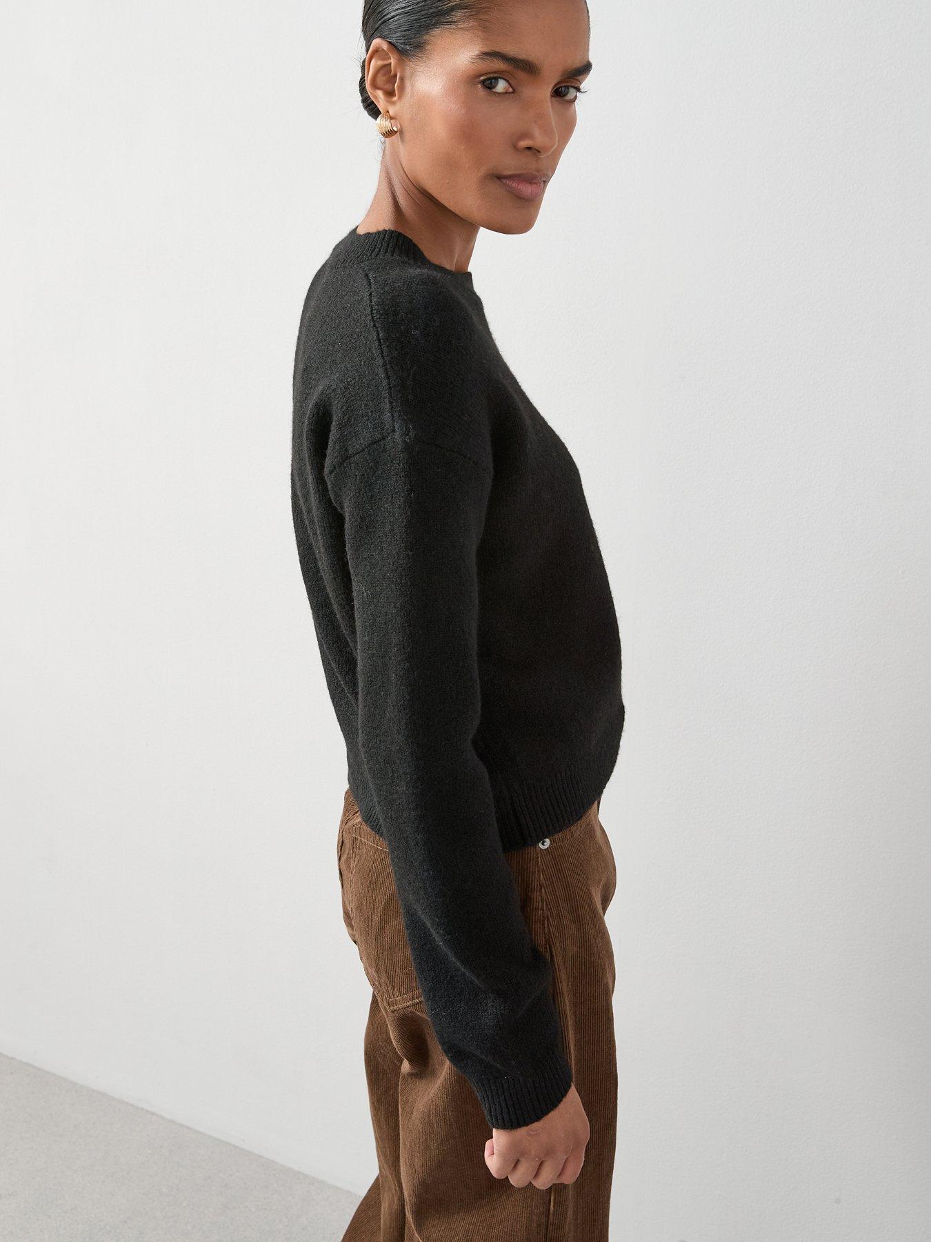 Image 5 of 6 of V by Very Crew Neck Button Detail Knitted Jumper - Black
