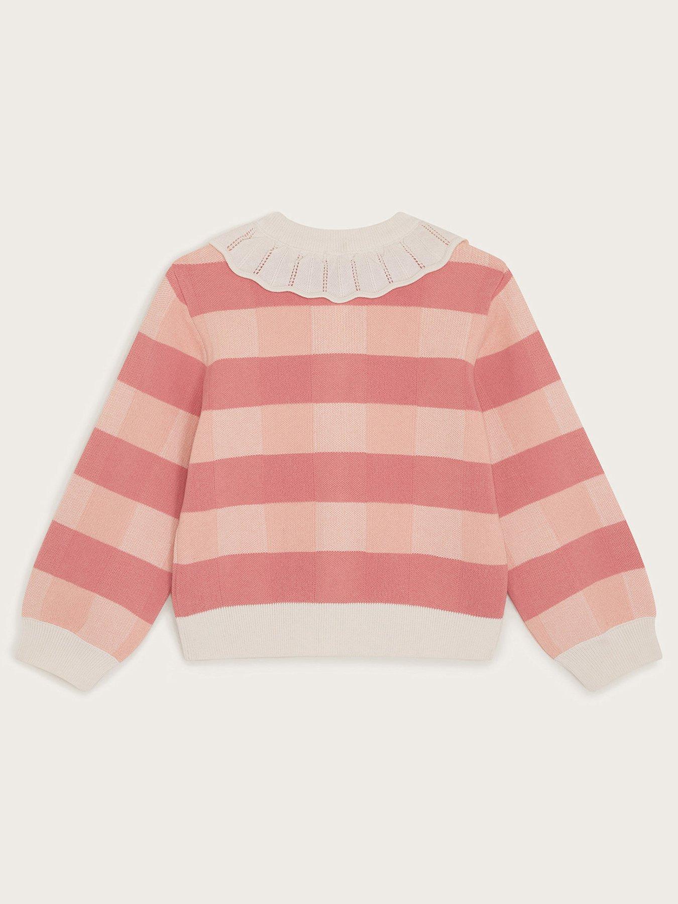  image of monsoon-girls-knitted-frill-collar-cardigan-coral