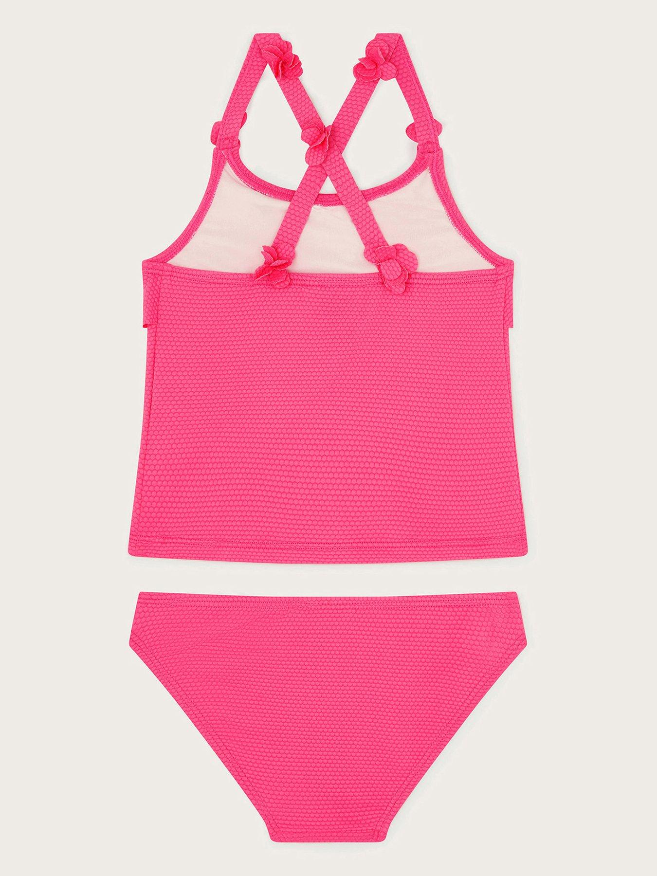  image of monsoon-girls-flower-strap-ruffle-tankini-set-pink