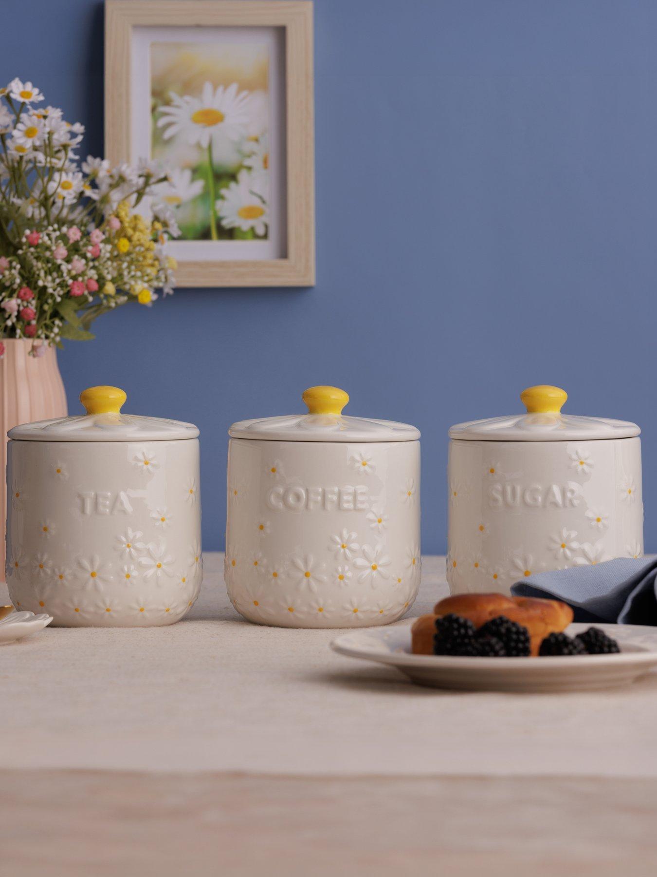 Price & Kensington Daisy Tea, Coffee and Sugar Set of 3 Storage Jars