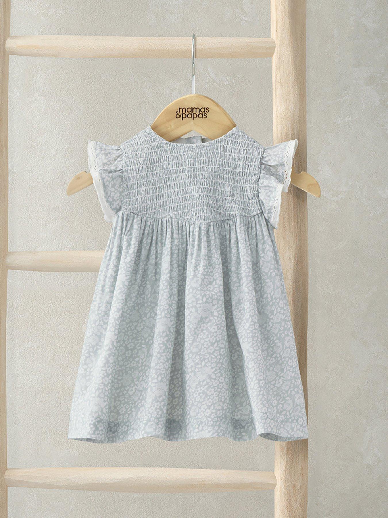 Mamas Papas Baby Girls Printed Frill Sleeve Dress Green