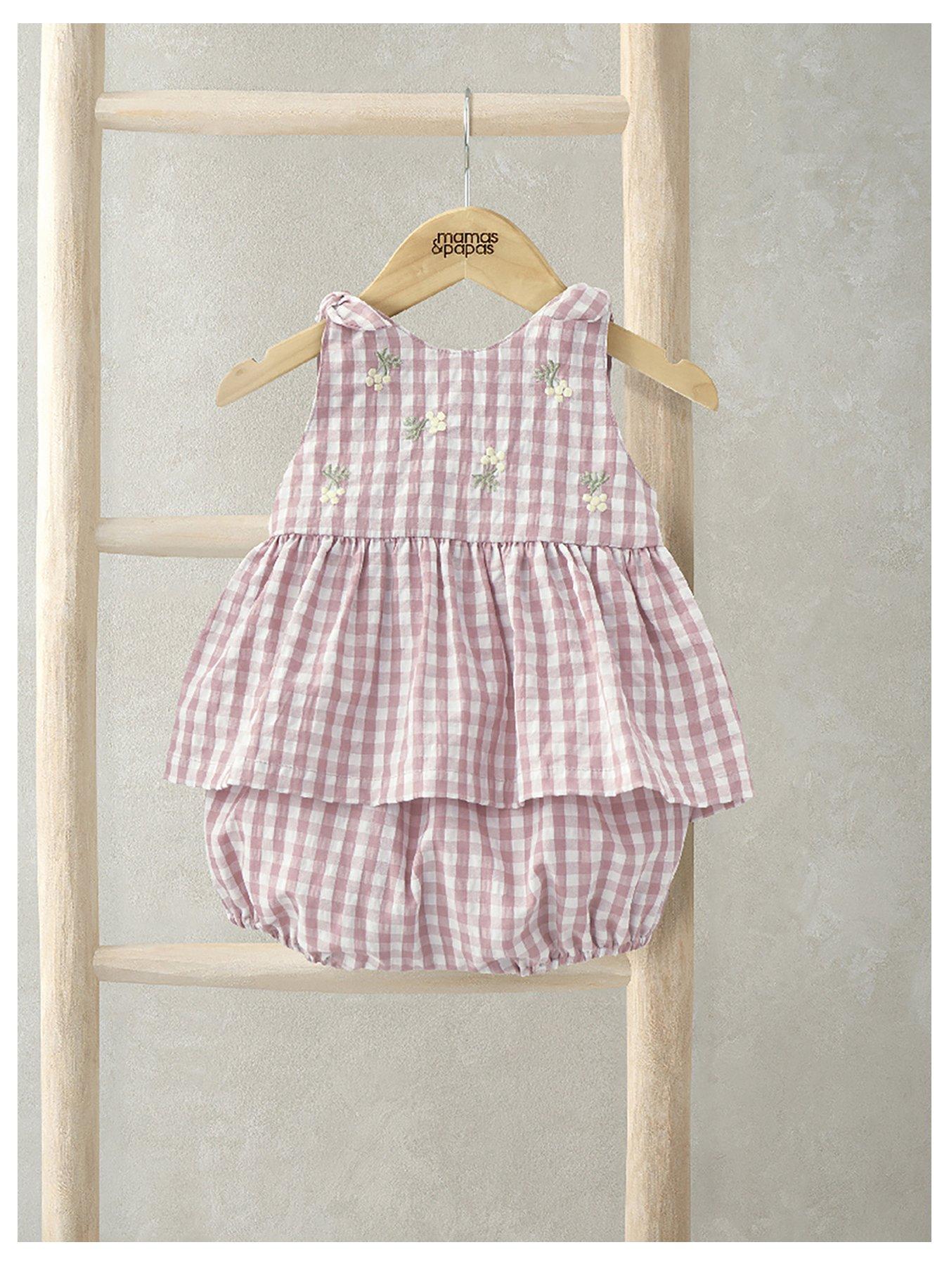 Image 1 of 5 of Mamas & Papas Baby Girls 2 Piece Gingham Sleeveless Top &amp; Shorts Set - Pink
