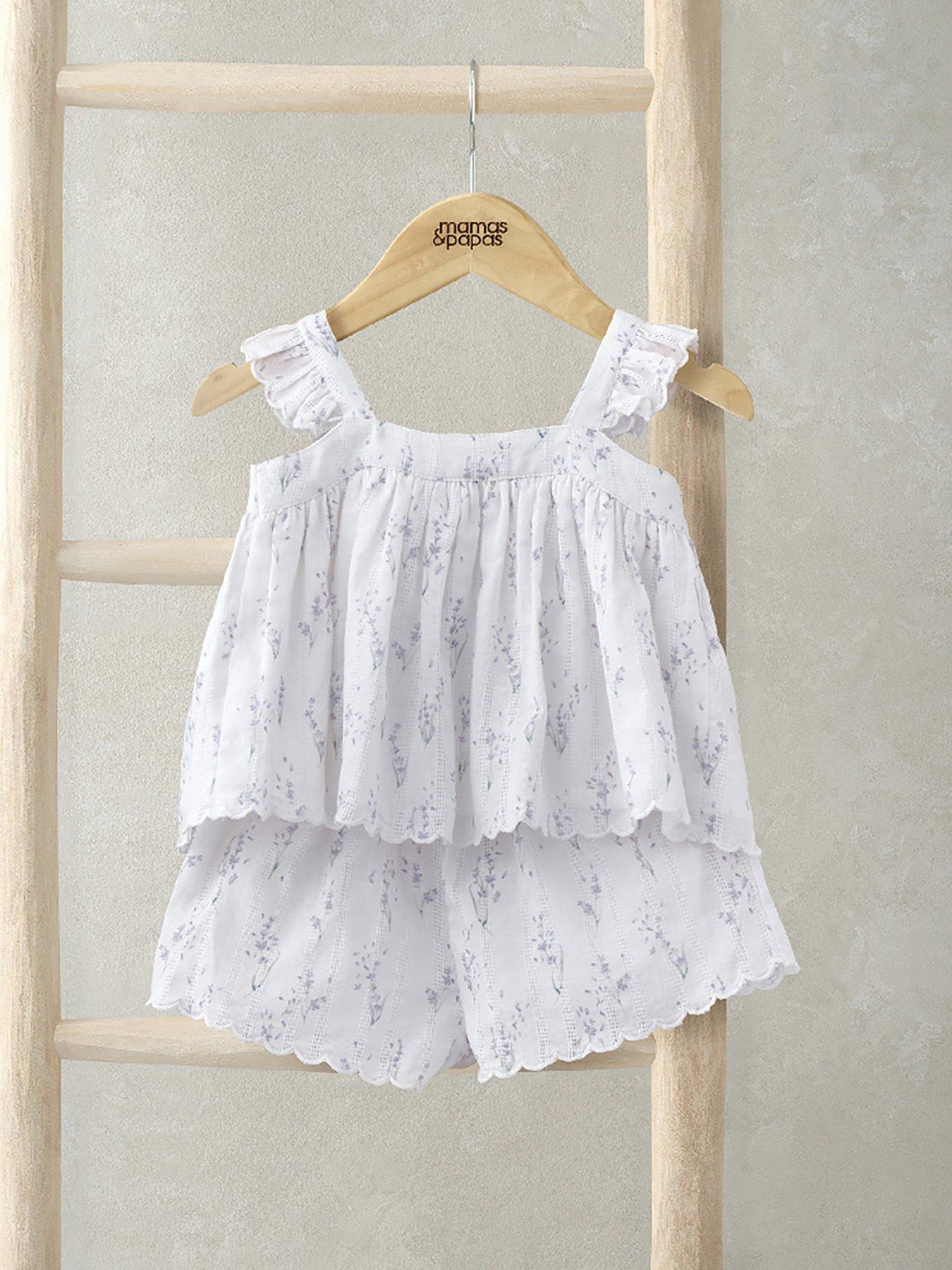 undefined Baby Girls 2 Piece Lavender Print Top & Short Set - White