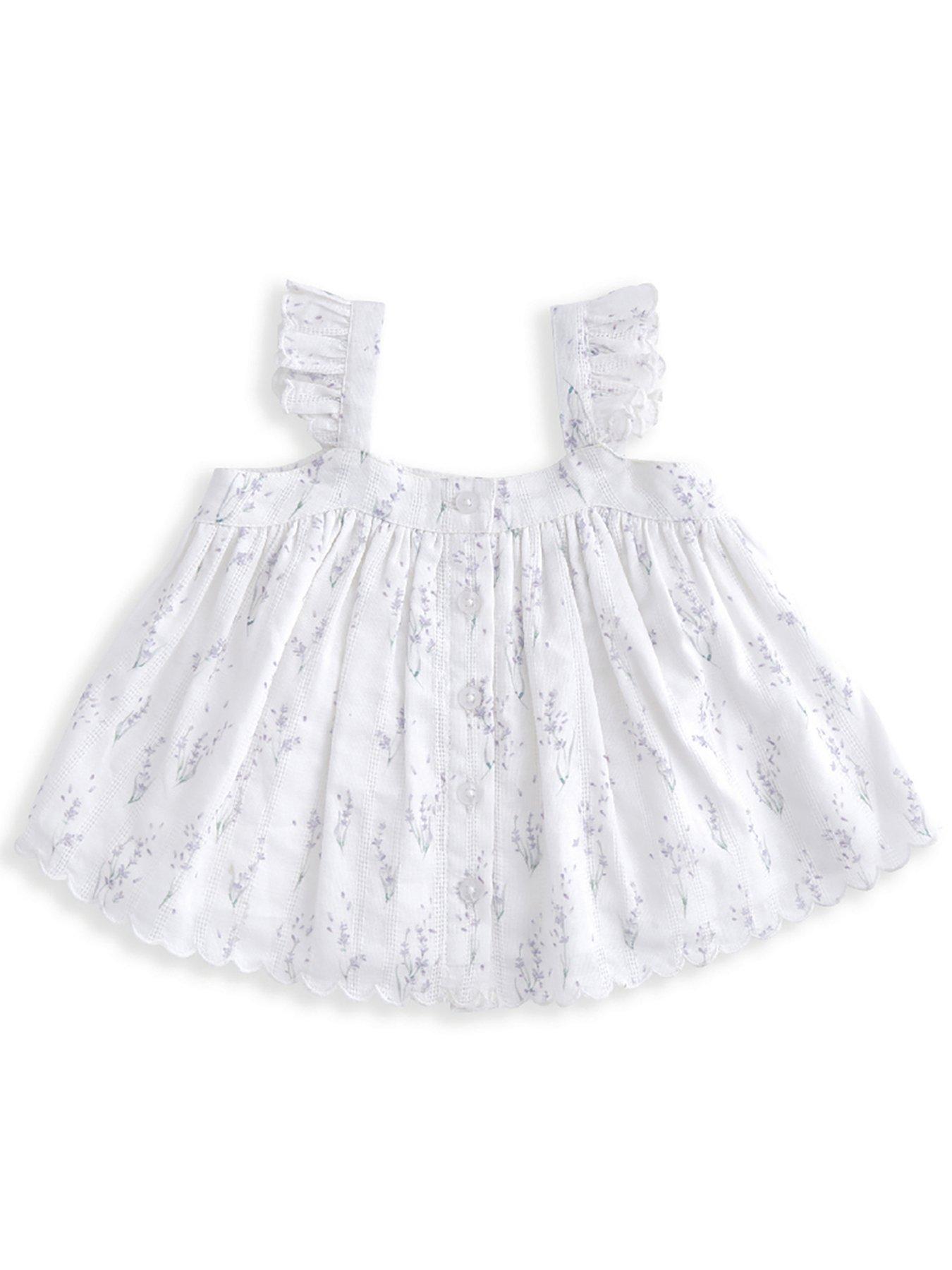  image of mamas-papas-baby-girls-2-piece-lavender-print-top-short-set-white