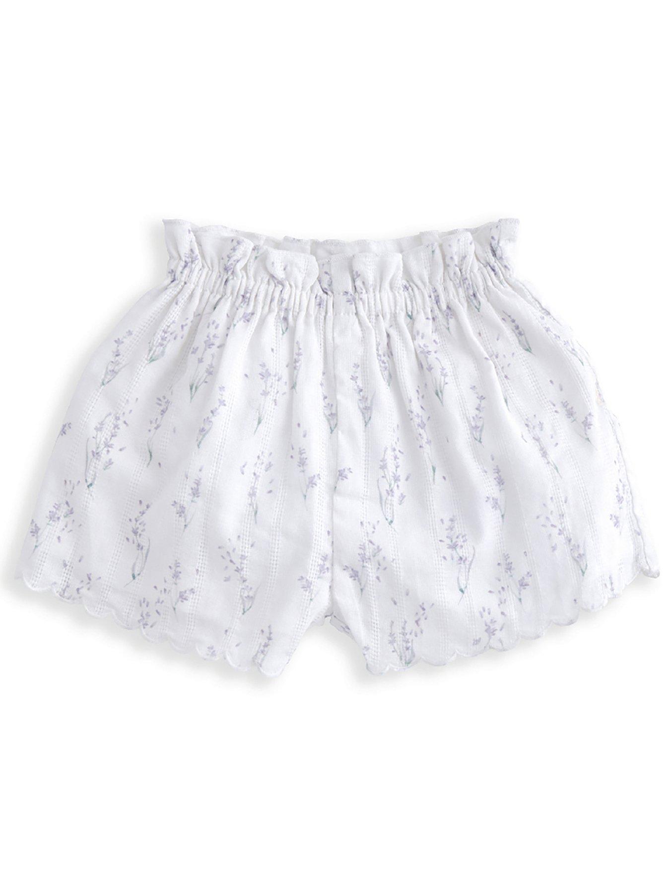  image of mamas-papas-baby-girls-2-piece-lavender-print-top-short-set-white