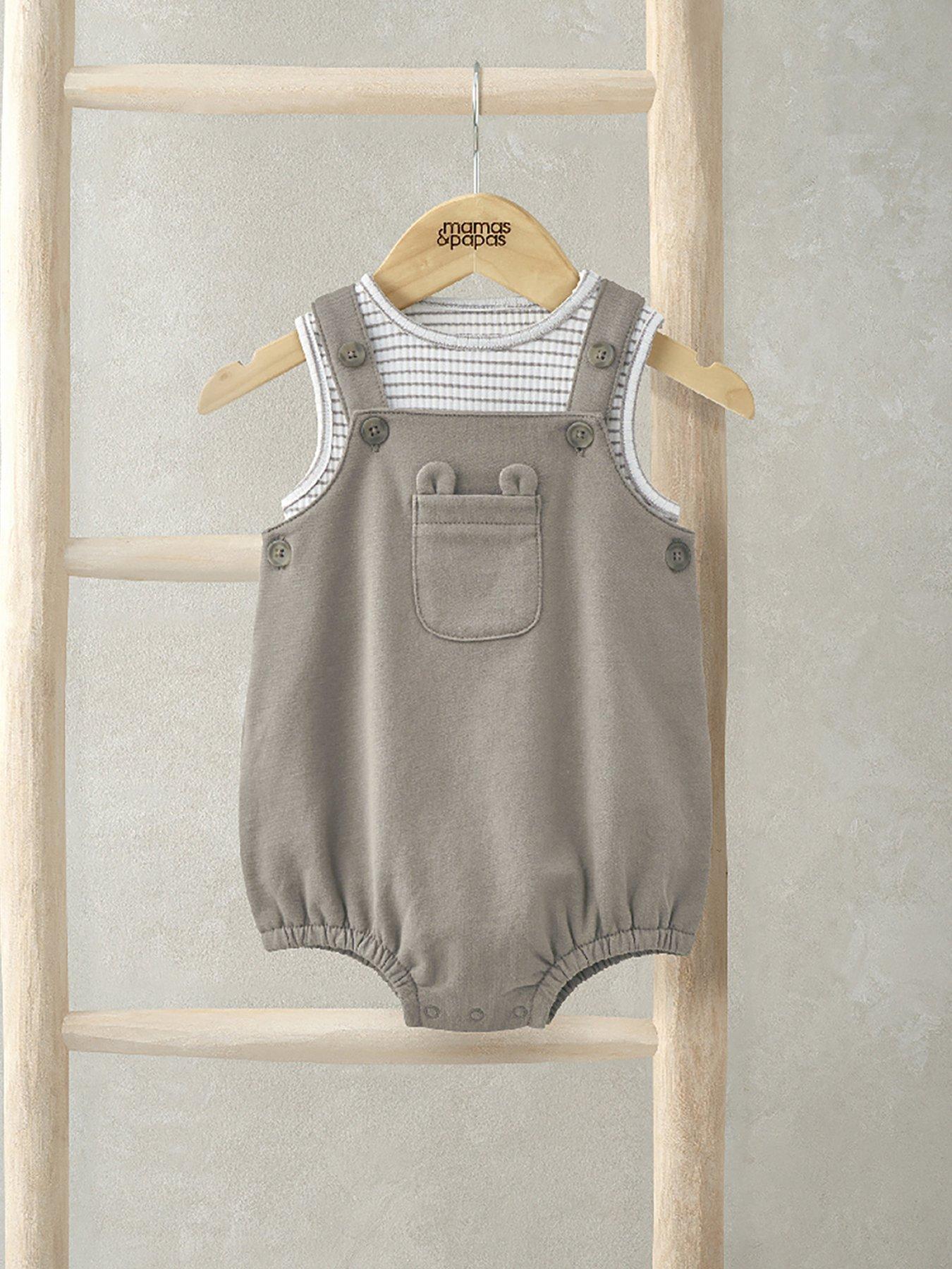 mamas-papas-baby-unisex-2-piece-striped-bodysuit-dungaree-beige