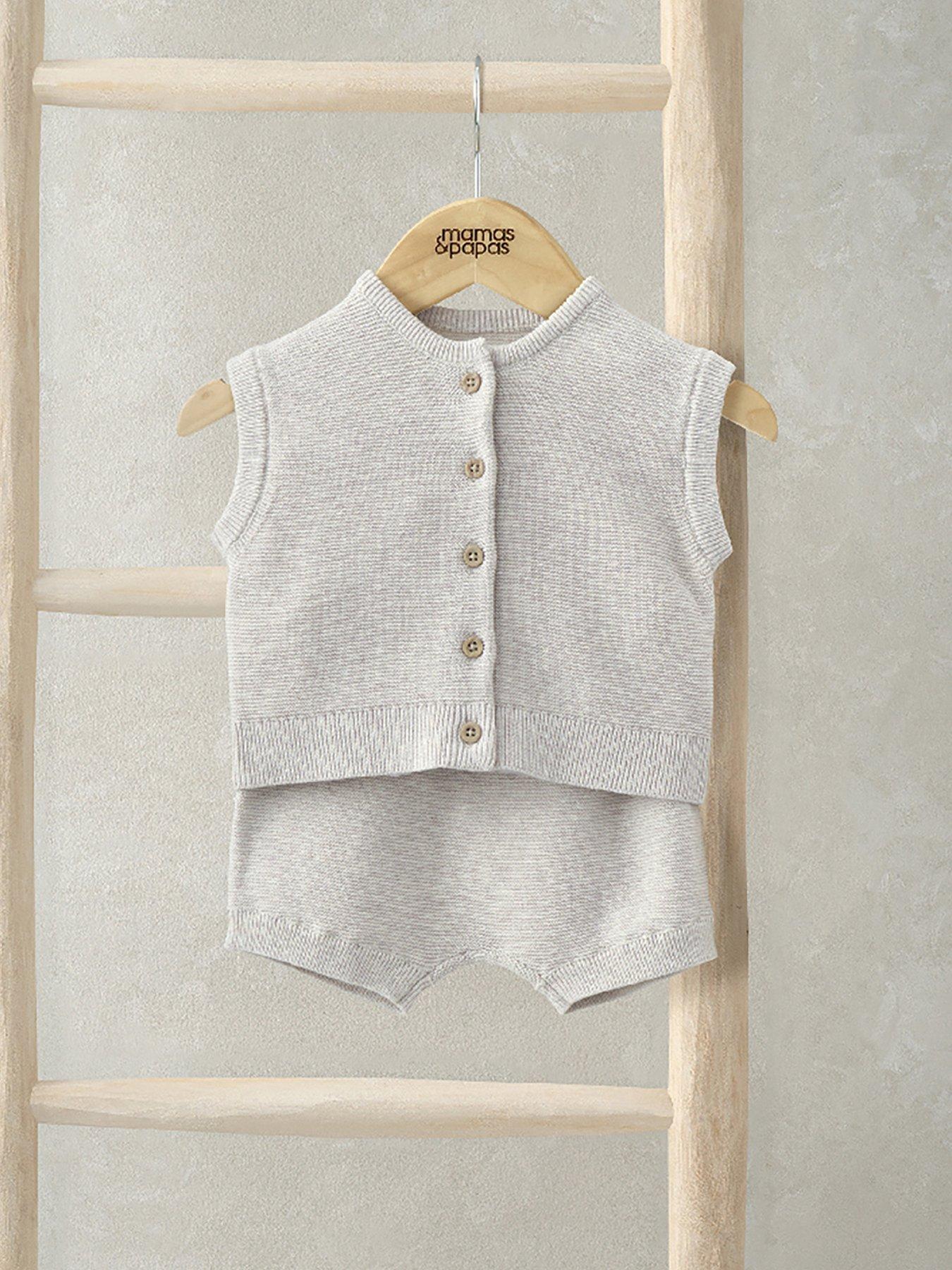 mamas-papas-baby-unisex-2-piece-cardigan-short-knitted-set-beige