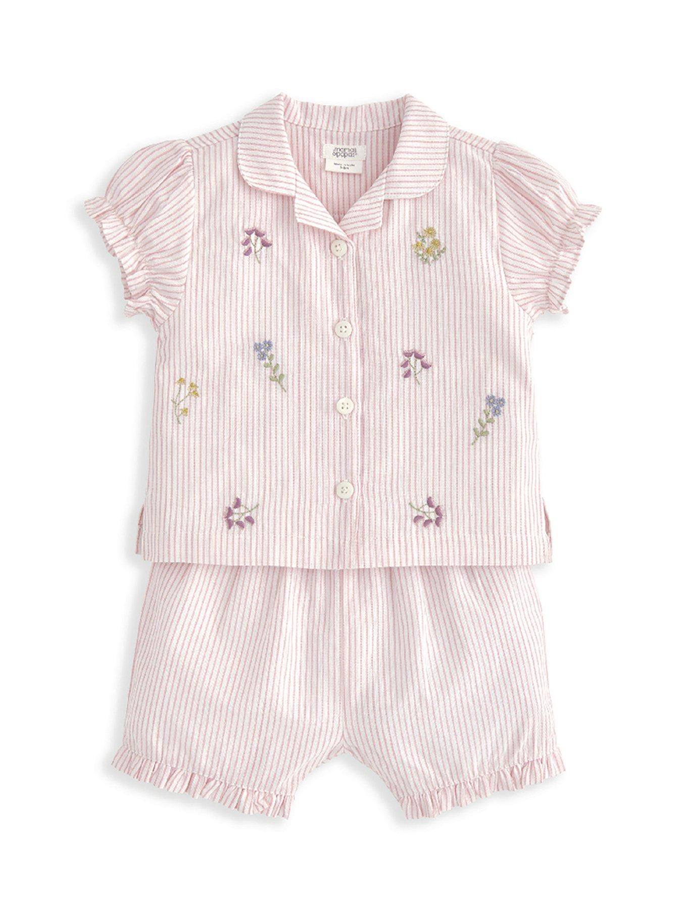 stillFront image of mamas-papas-baby-girls-embroidered-woven-pyjamas-pink