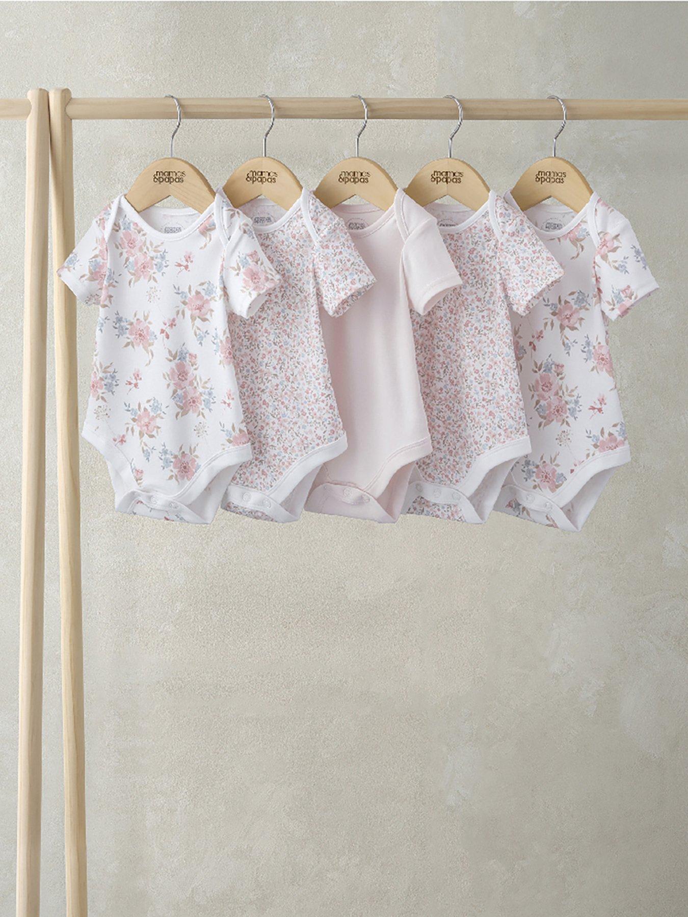 mamas-papas-baby-girls-5-pack-floral-short-sleeve-bodysuits-pink