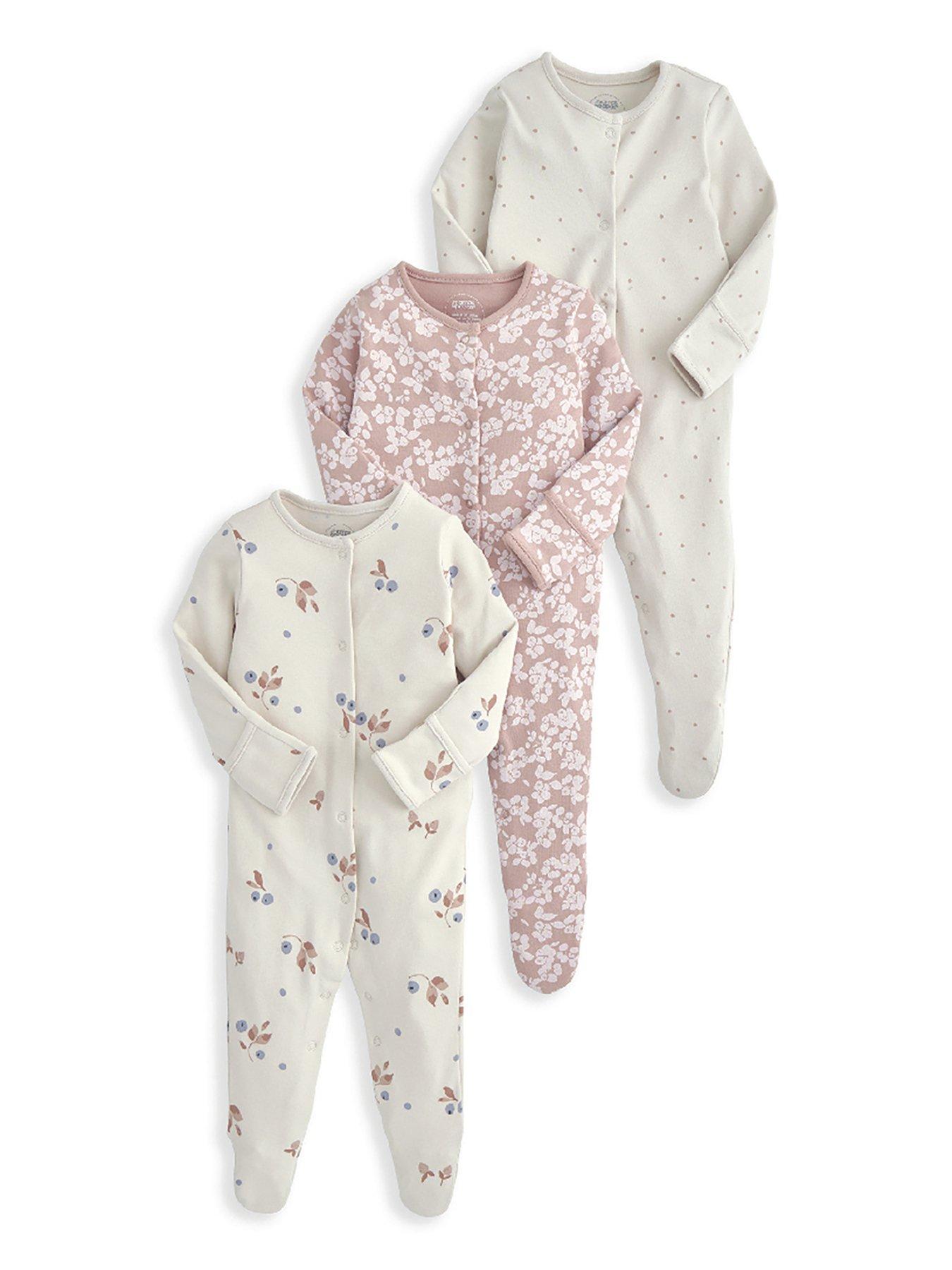  image of mamas-papas-baby-girls-3-pack-berries-sleepsuits-multi