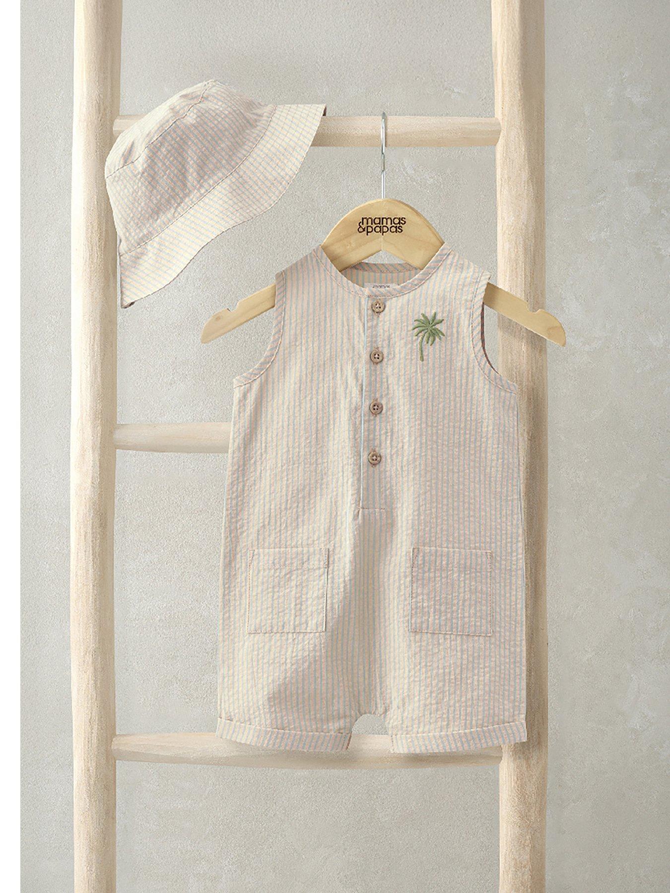 mamas-papas-baby-boys-2-piece-embroidered-stripe-romper-hat-set-orange