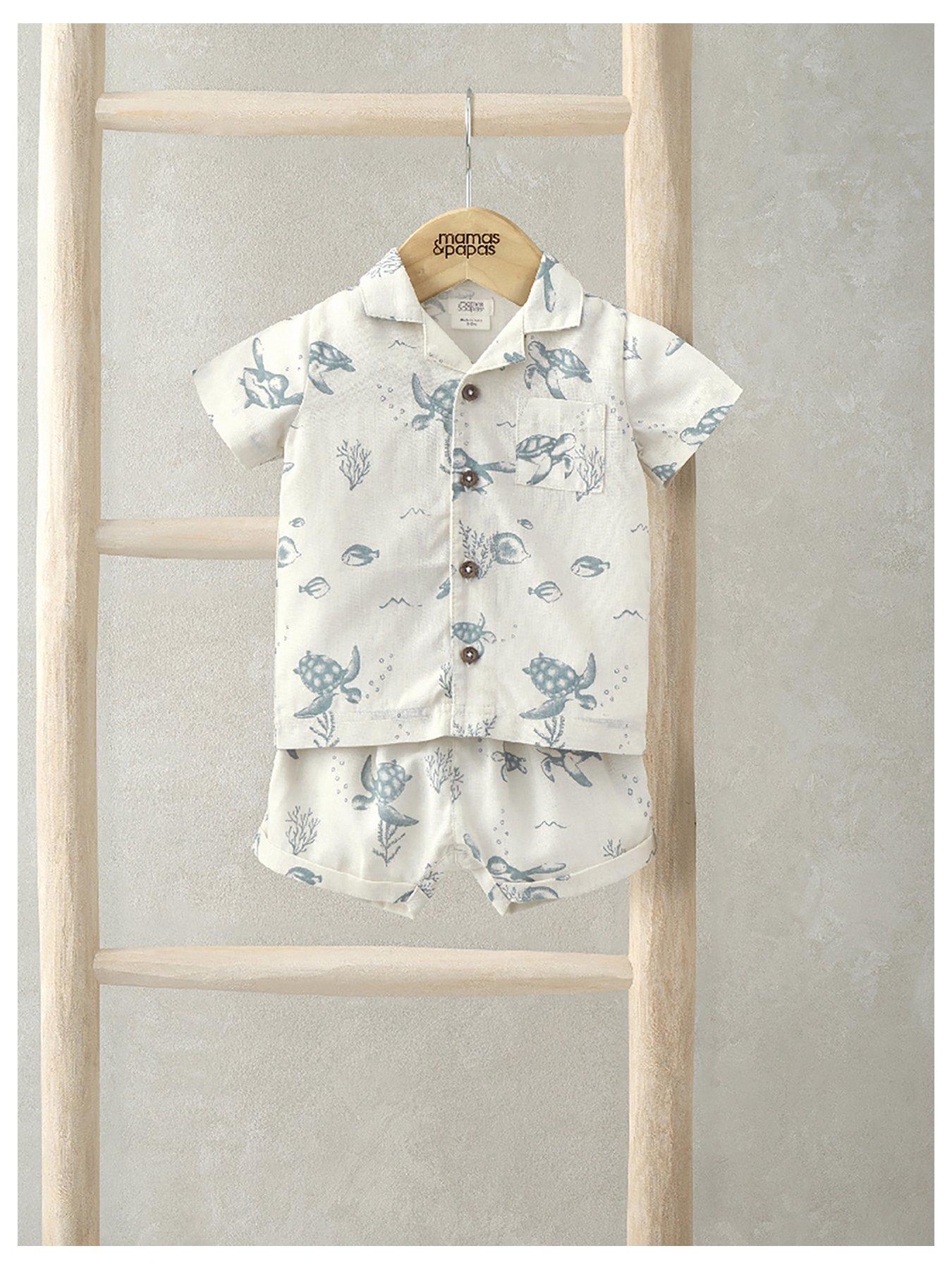 mamas-papas-baby-boys-2-piece-turtle-under-the-sea-print-shirt-short-set-blue