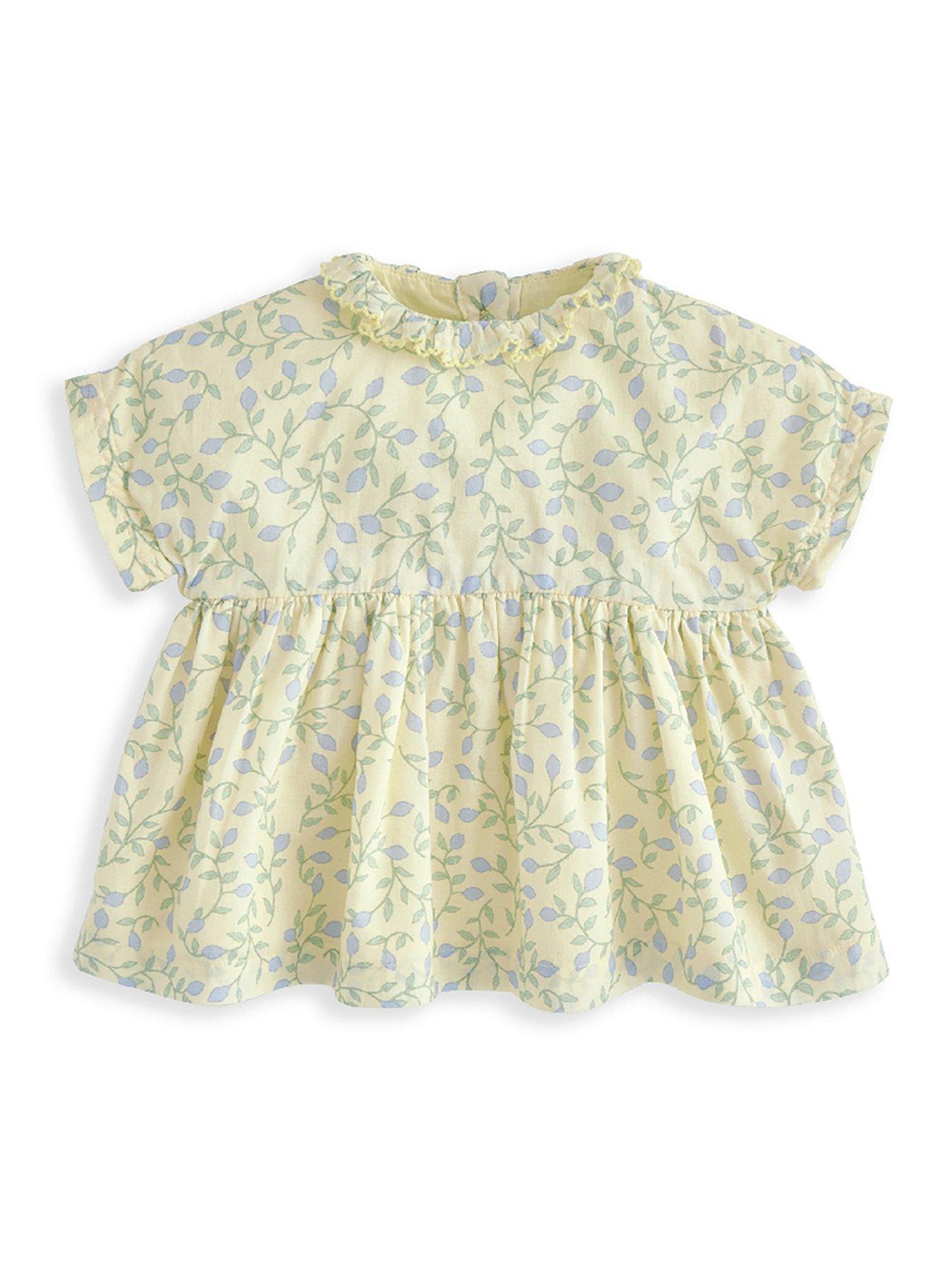  image of mamas-papas-baby-girls-2-piece-climbing-buds-print-blouse-bloomer-set-yellow