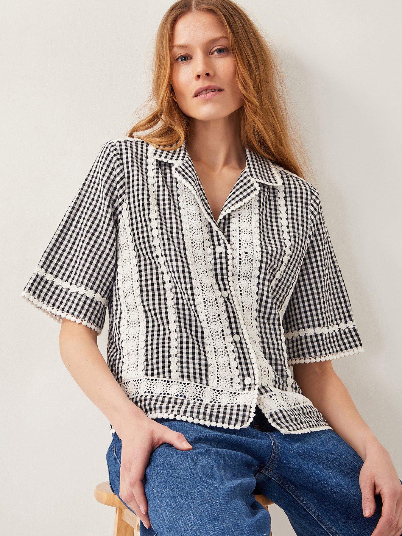  image of monsoon-zoe-gingham-shirt-black