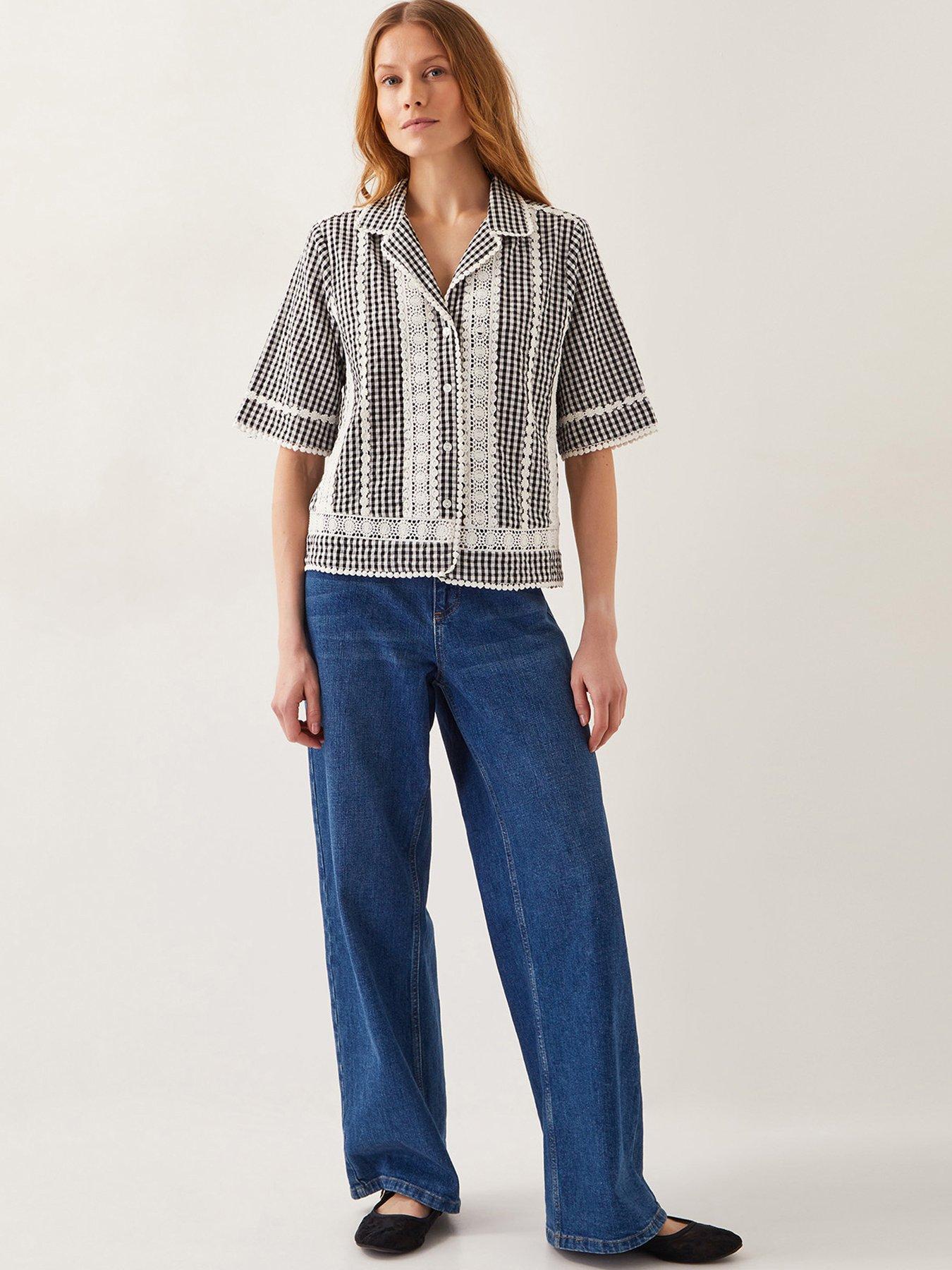  image of monsoon-zoe-gingham-shirt-black