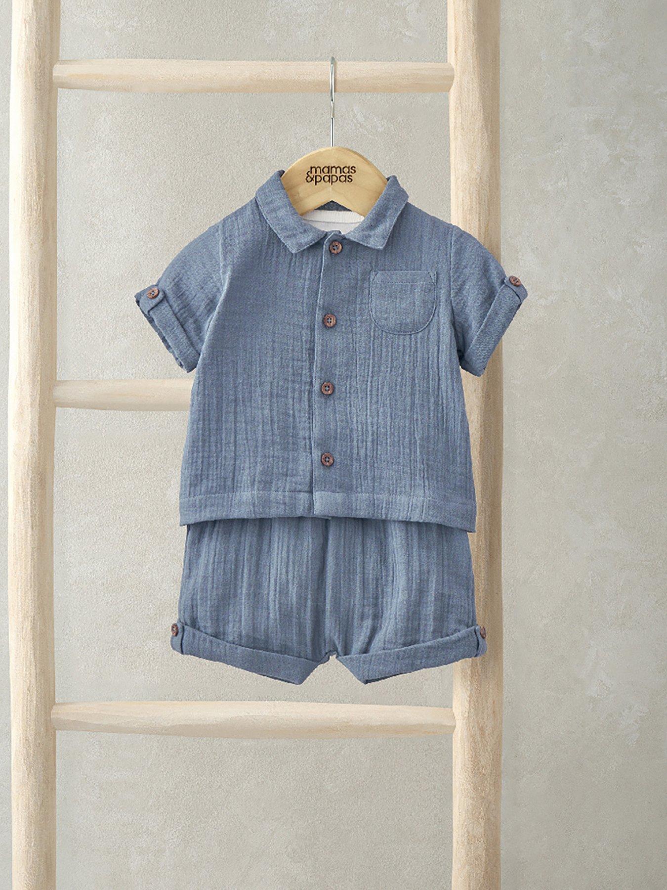 mamas-papas-baby-boys-3-piece-patch-pocket-shirt-bodysuit-short-blue