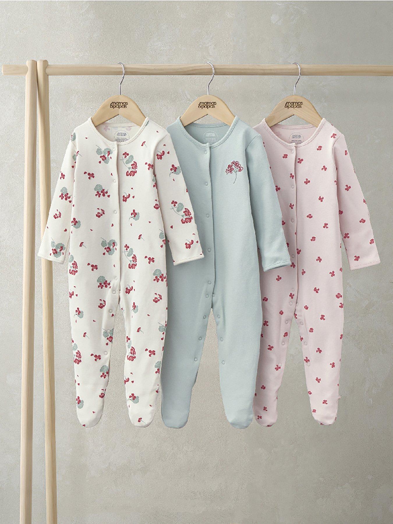 mamas-papas-baby-girls-3-pack-geranium-sleepsuits-multi