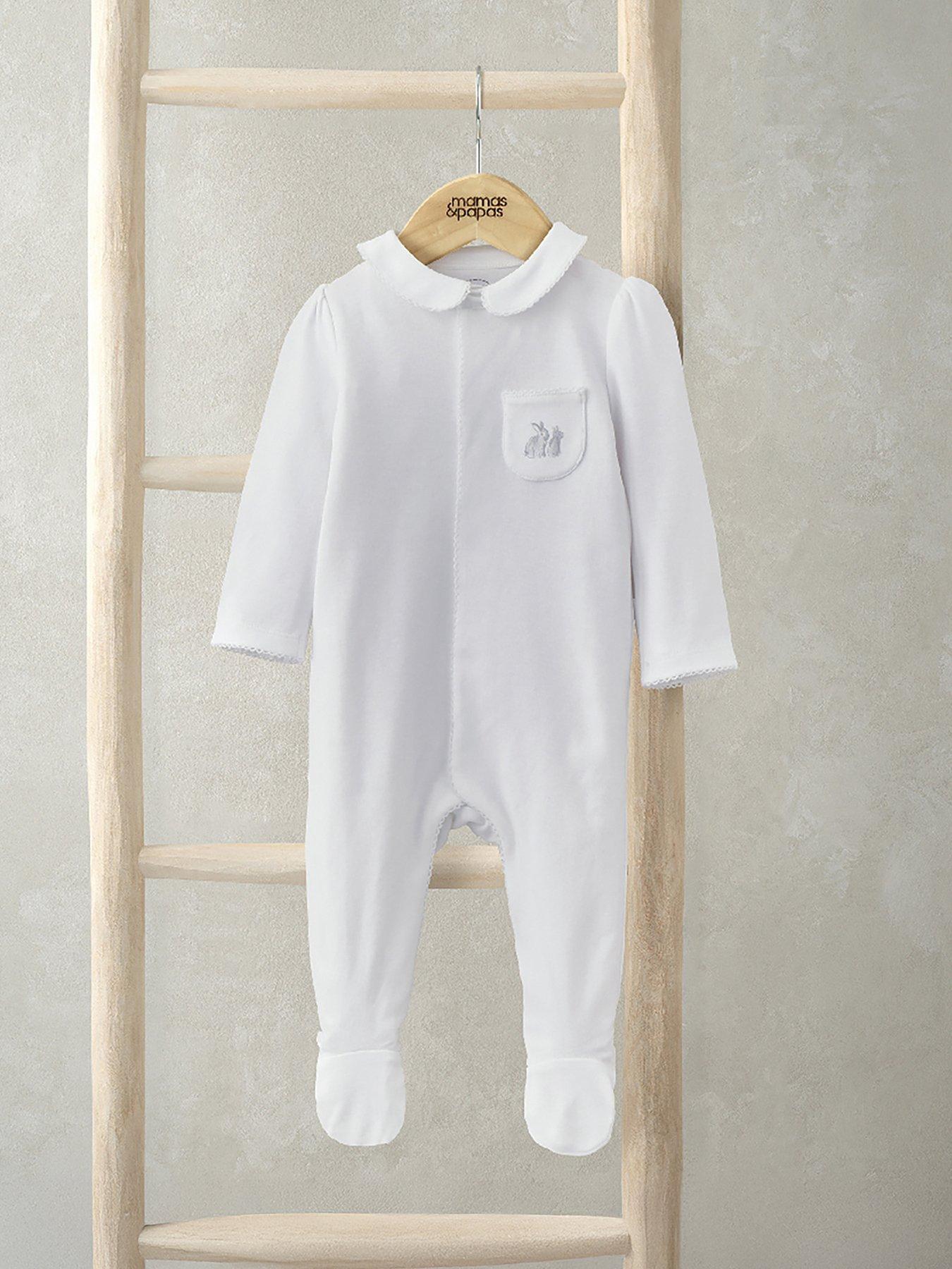 mamas-papas-baby-unisex-rabbit-embroidered-all-in-one-with-collar-white