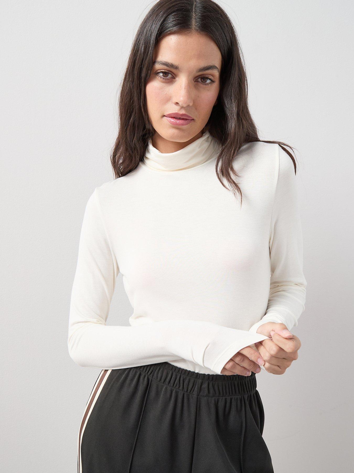 The Very Collection Long Sleeve High Neck Top - Cream