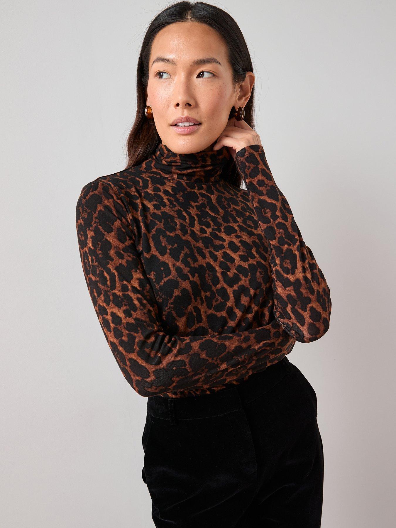 The Very Collection Long Sleeve High Neck Top - Brown