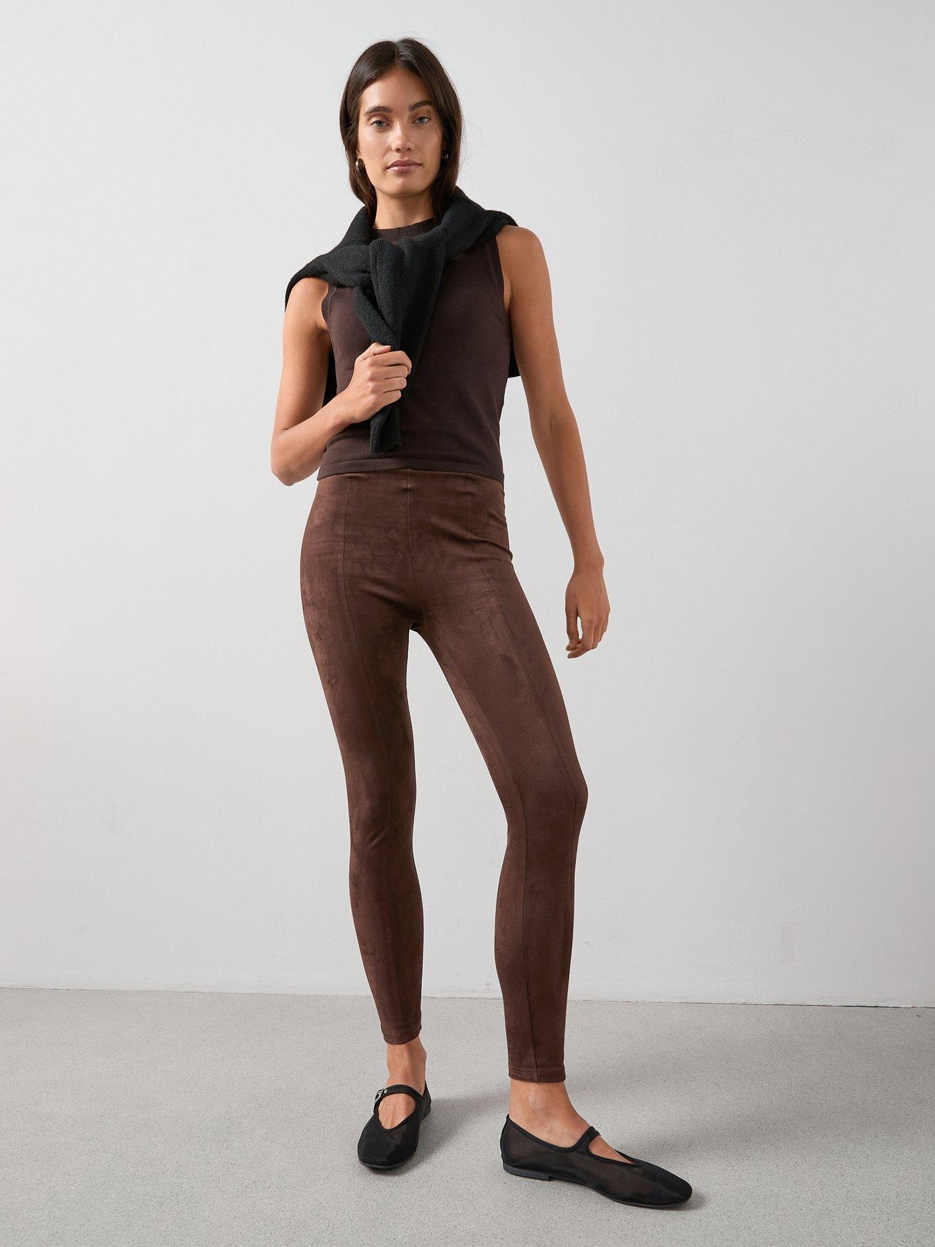undefined Faux Suede Leggings - Brown
