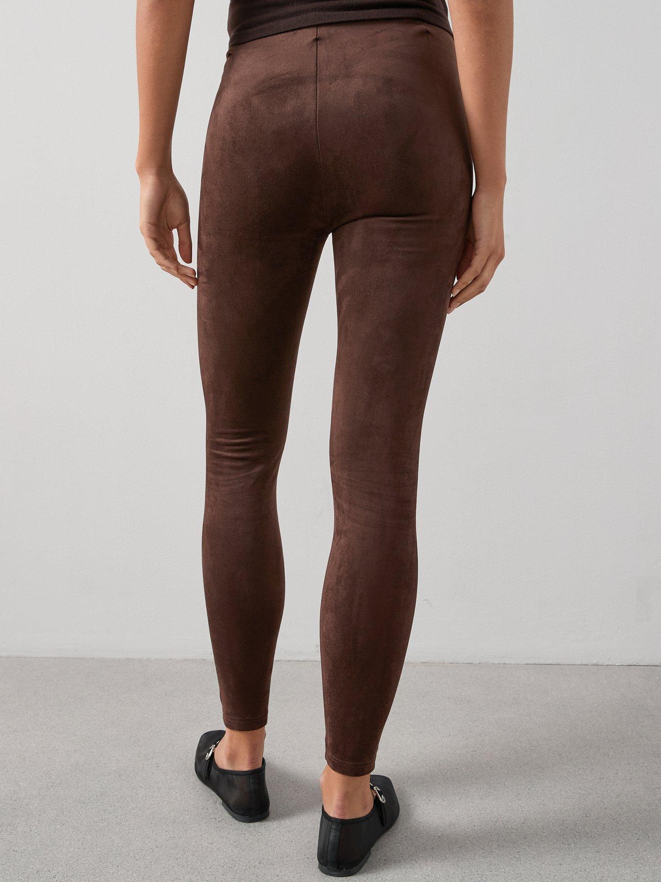 Image 2 of 6 of The Very Collection Faux Suede Leggings - Brown