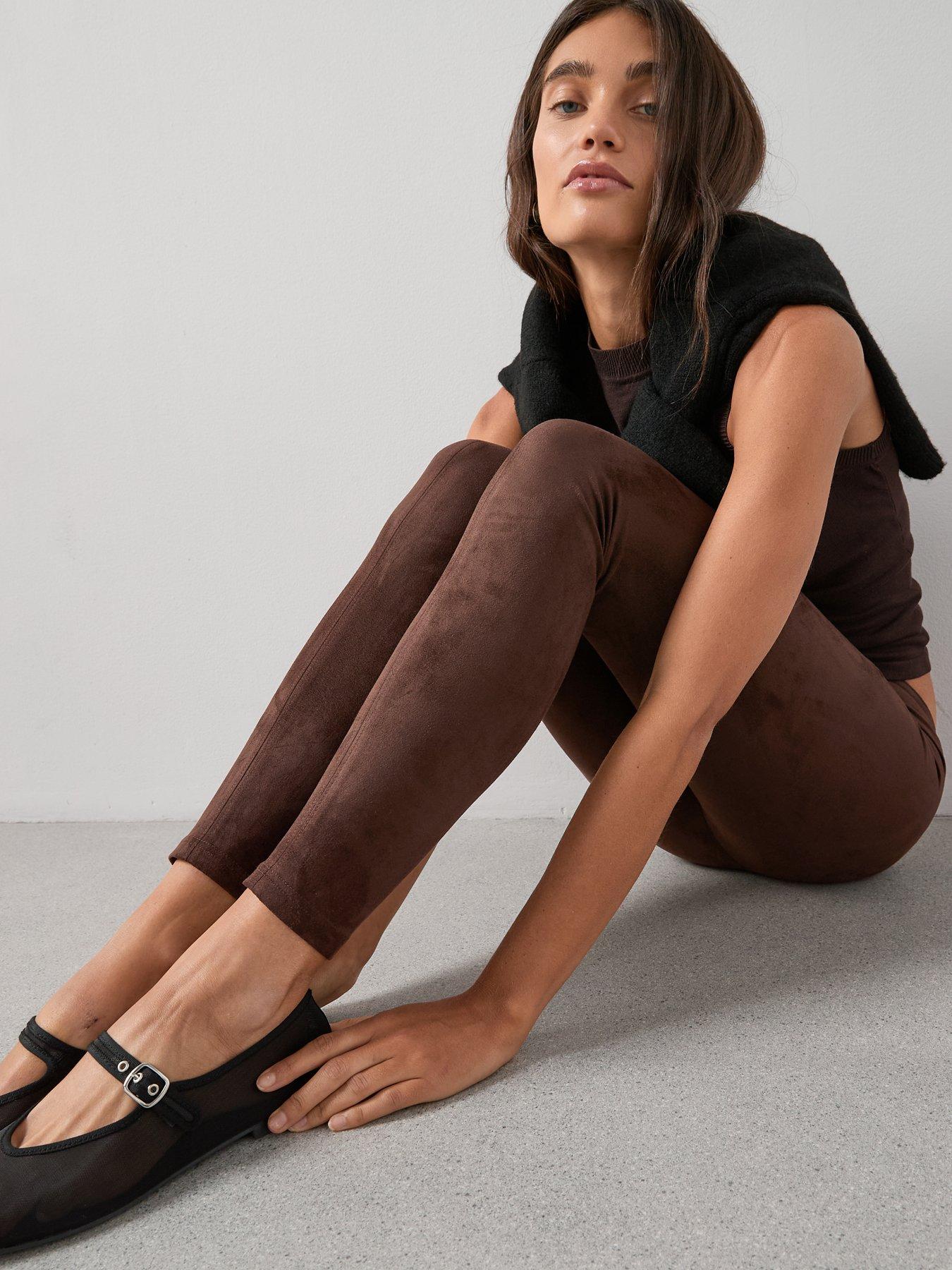 Image 6 of 6 of The Very Collection Faux Suede Leggings - Brown