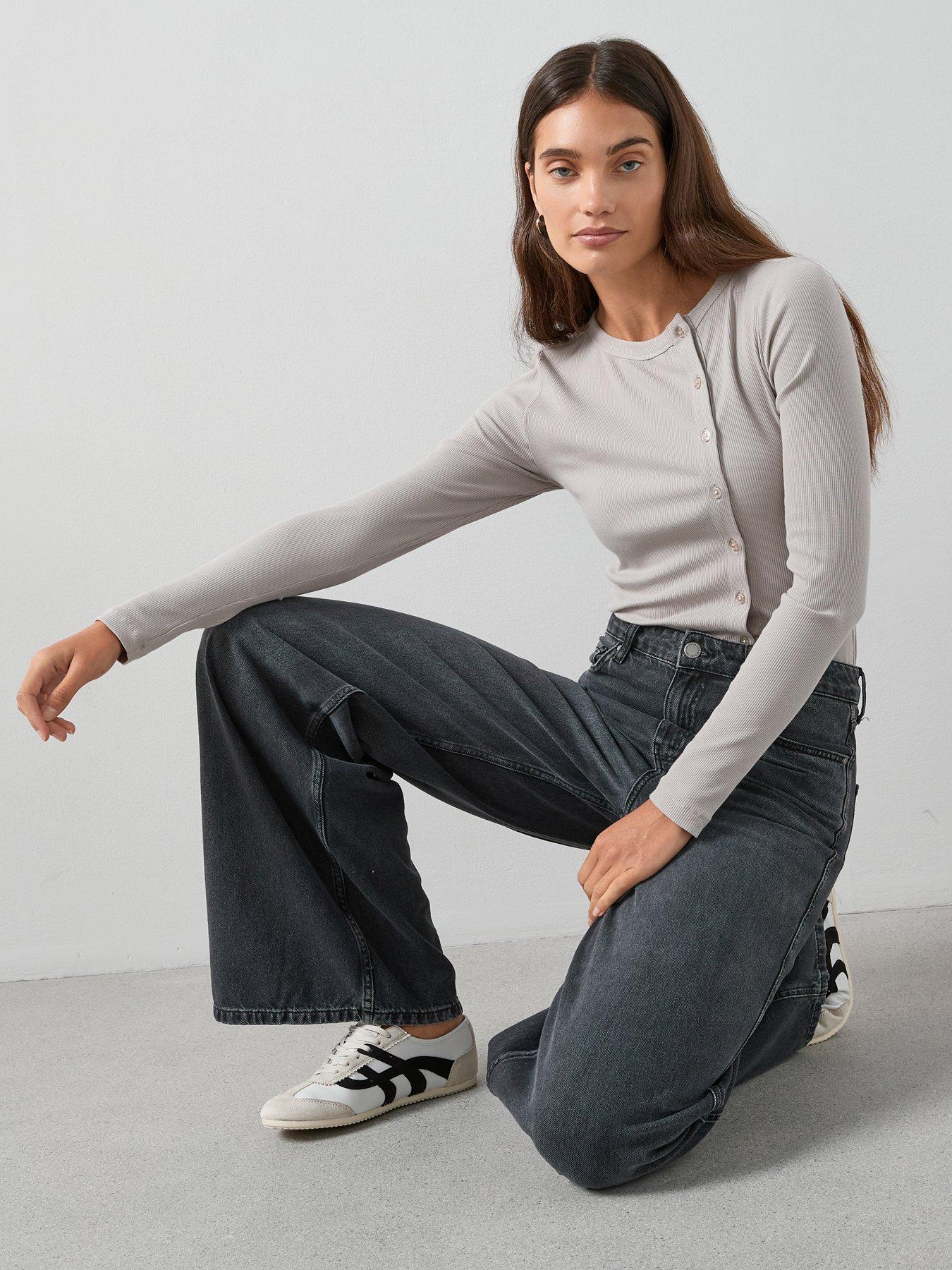 Image 6 of 7 of The Very Collection Long Sleeve Side Button Rib Top - Beige