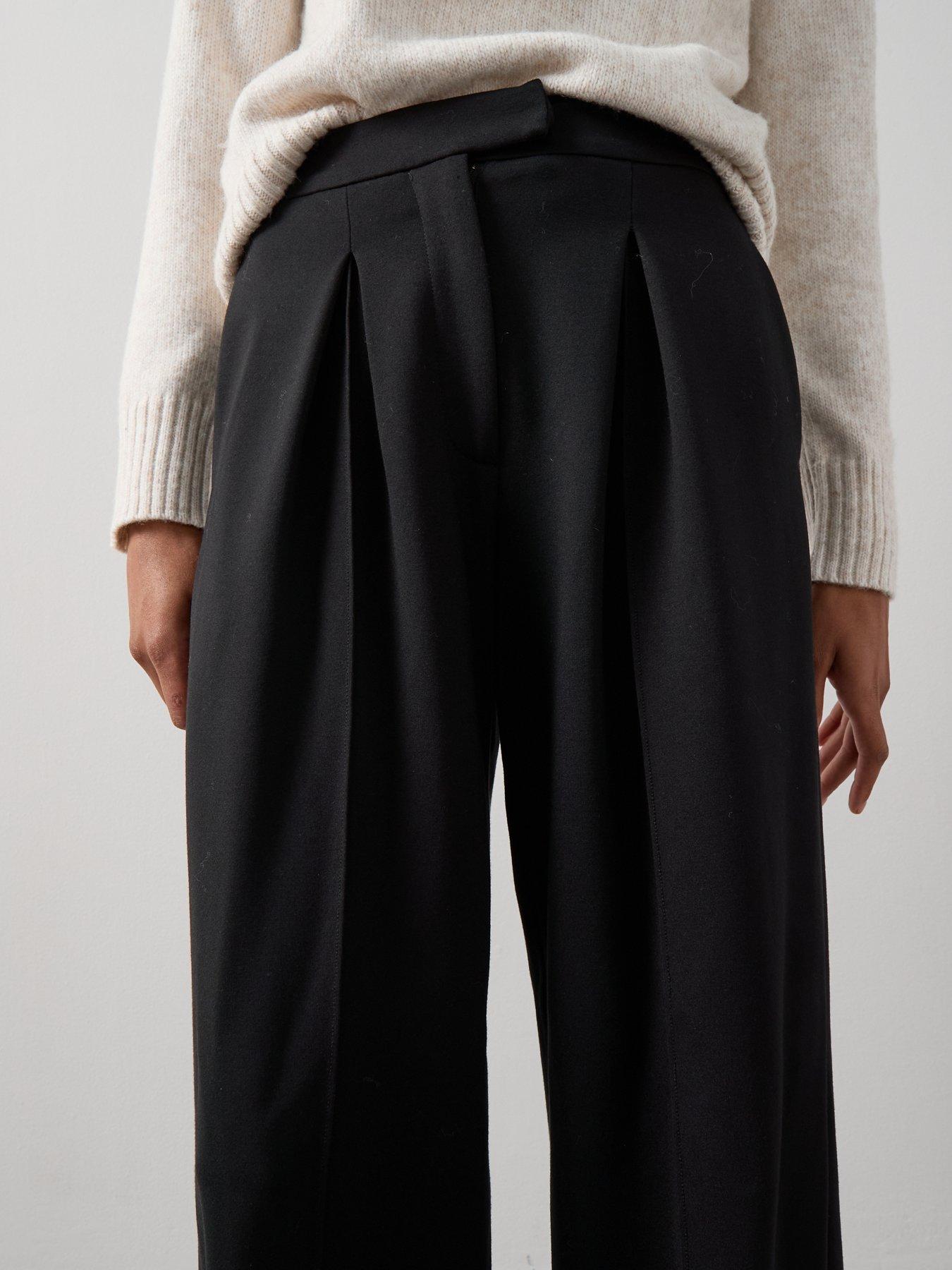 Image 4 of 6 of The Very Collection Ponte Wide Leg Pleated Trouser - Black
