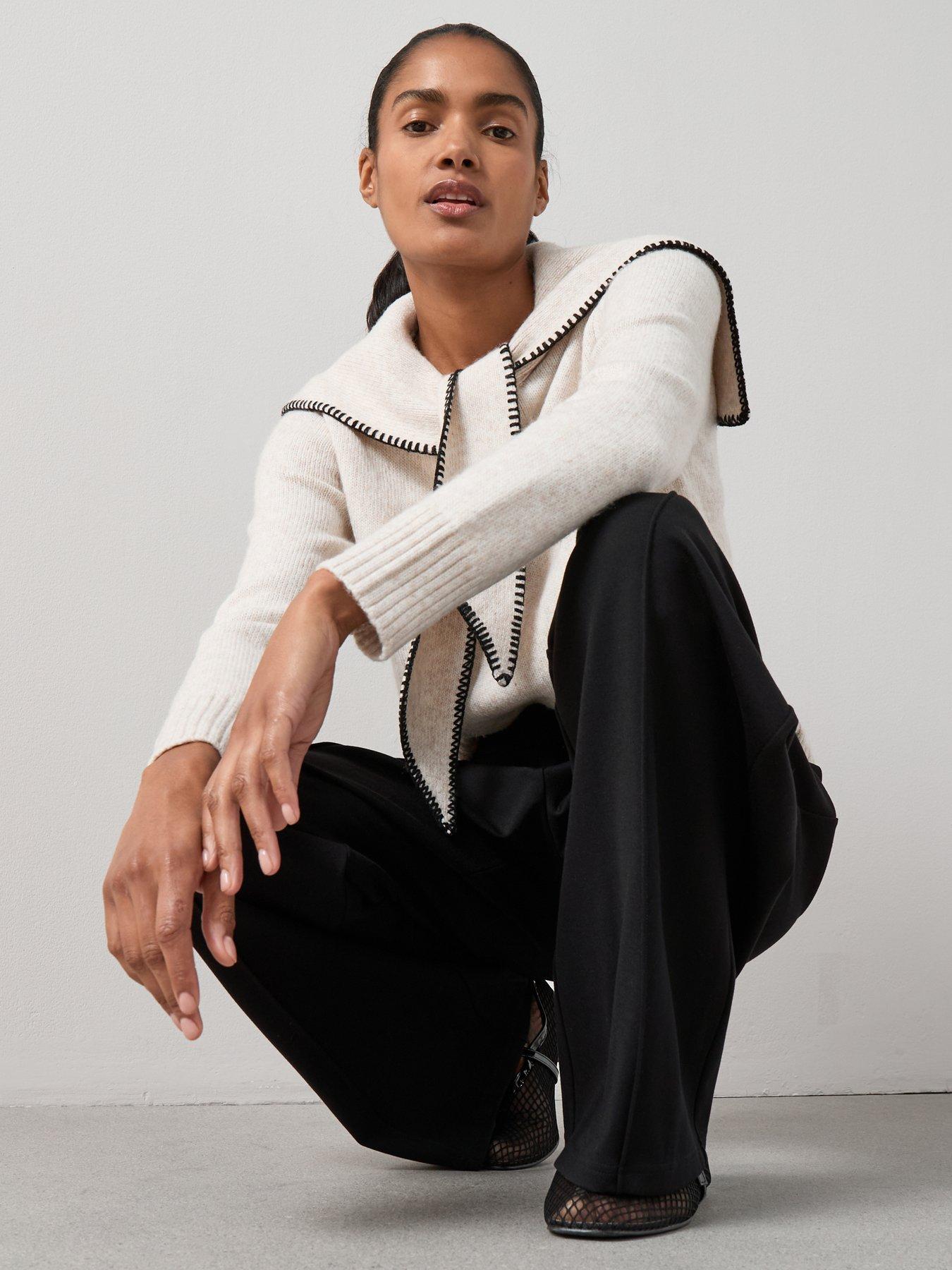 Image 5 of 6 of The Very Collection Ponte Wide Leg Pleated Trouser - Black