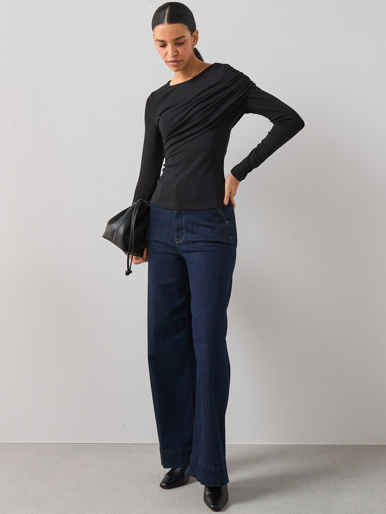 Image 3 of 7 of The Very Collection Double Layer Jersey Top - Black